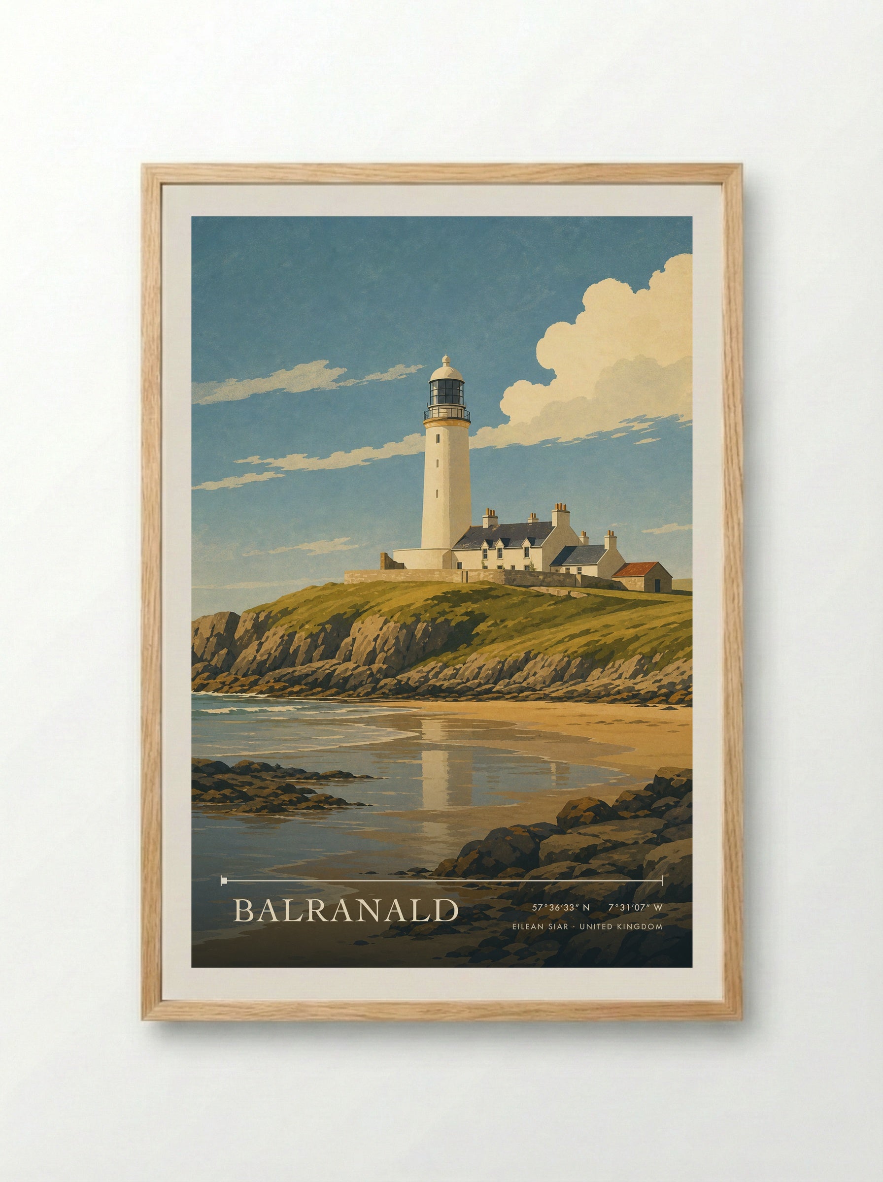 Balranald Eilean Siar United Kingdom Travel Poster - Framed Print Wood
