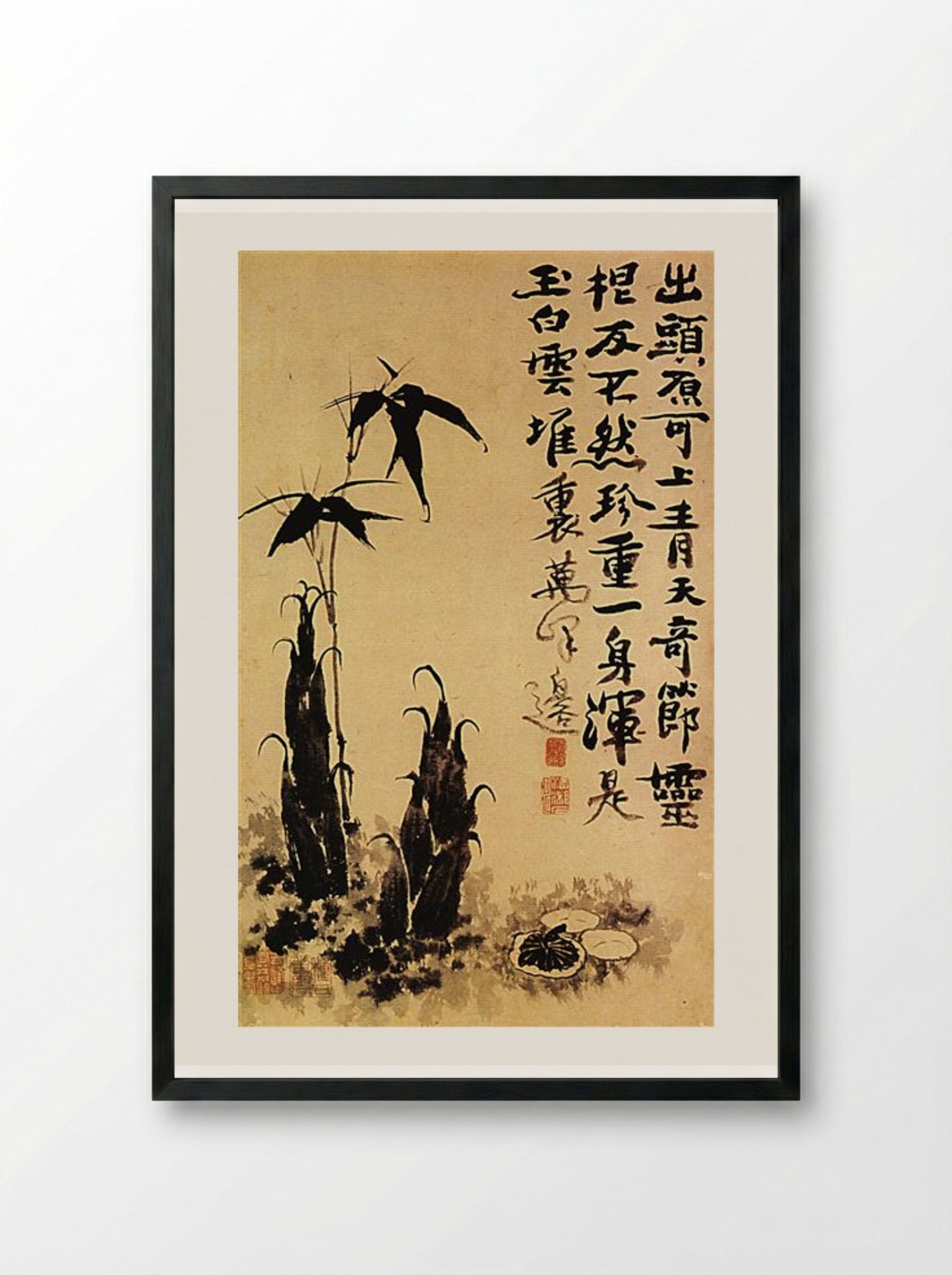 Bamboo Shoots - Shitao - Framed Print Black