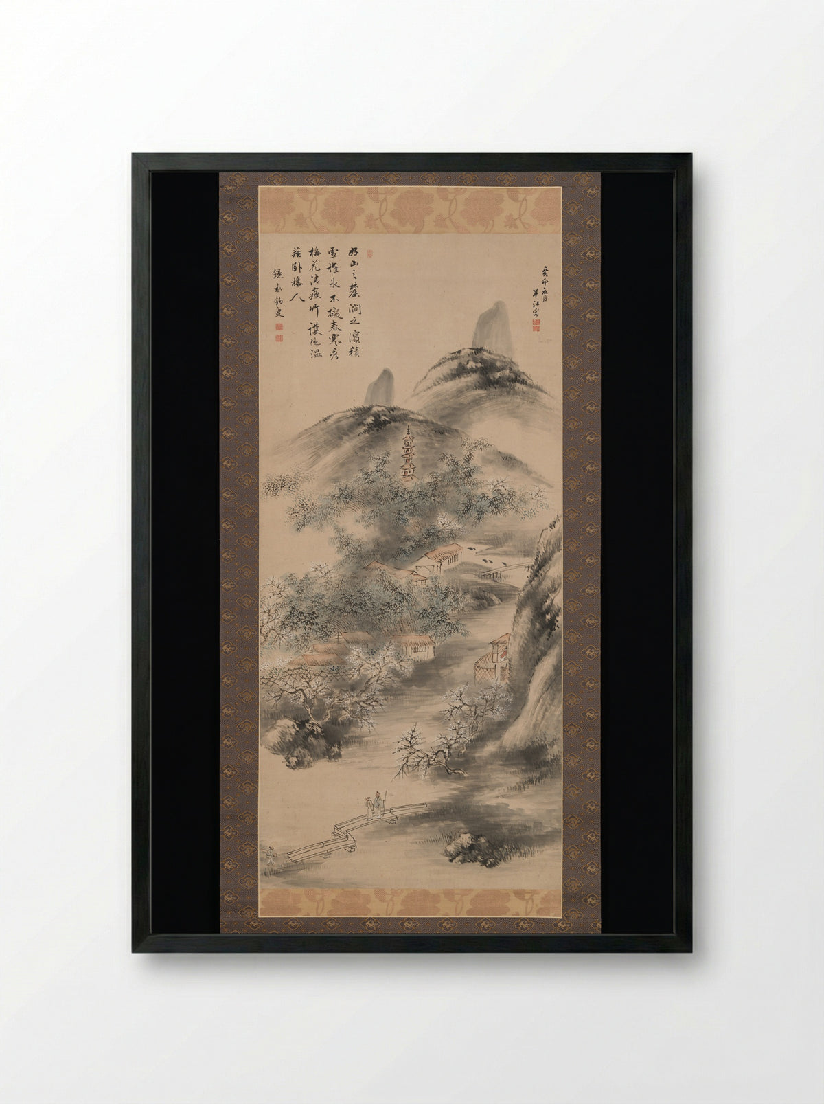 Bamboo and Plum in Early Spring - Okada Hankō - Framed Print Black