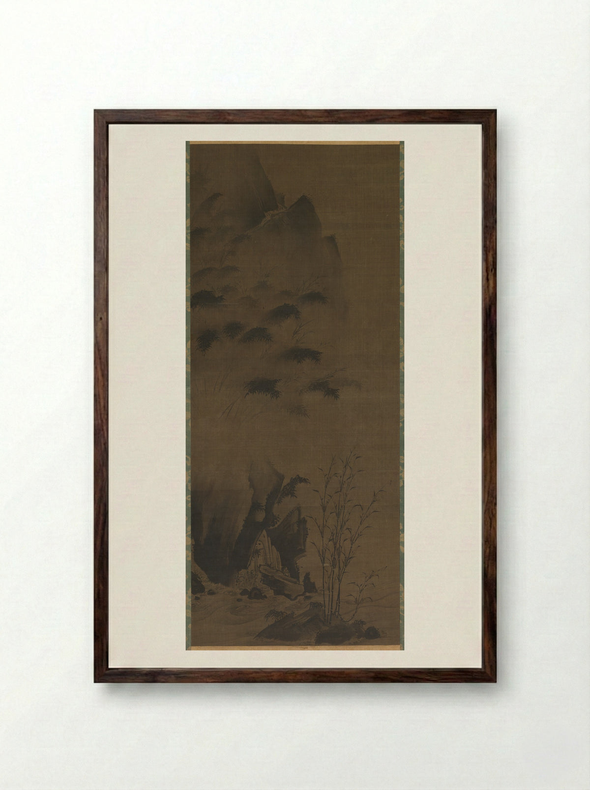 Bamboo in Rain - Genga - Framed Print Dark Wood