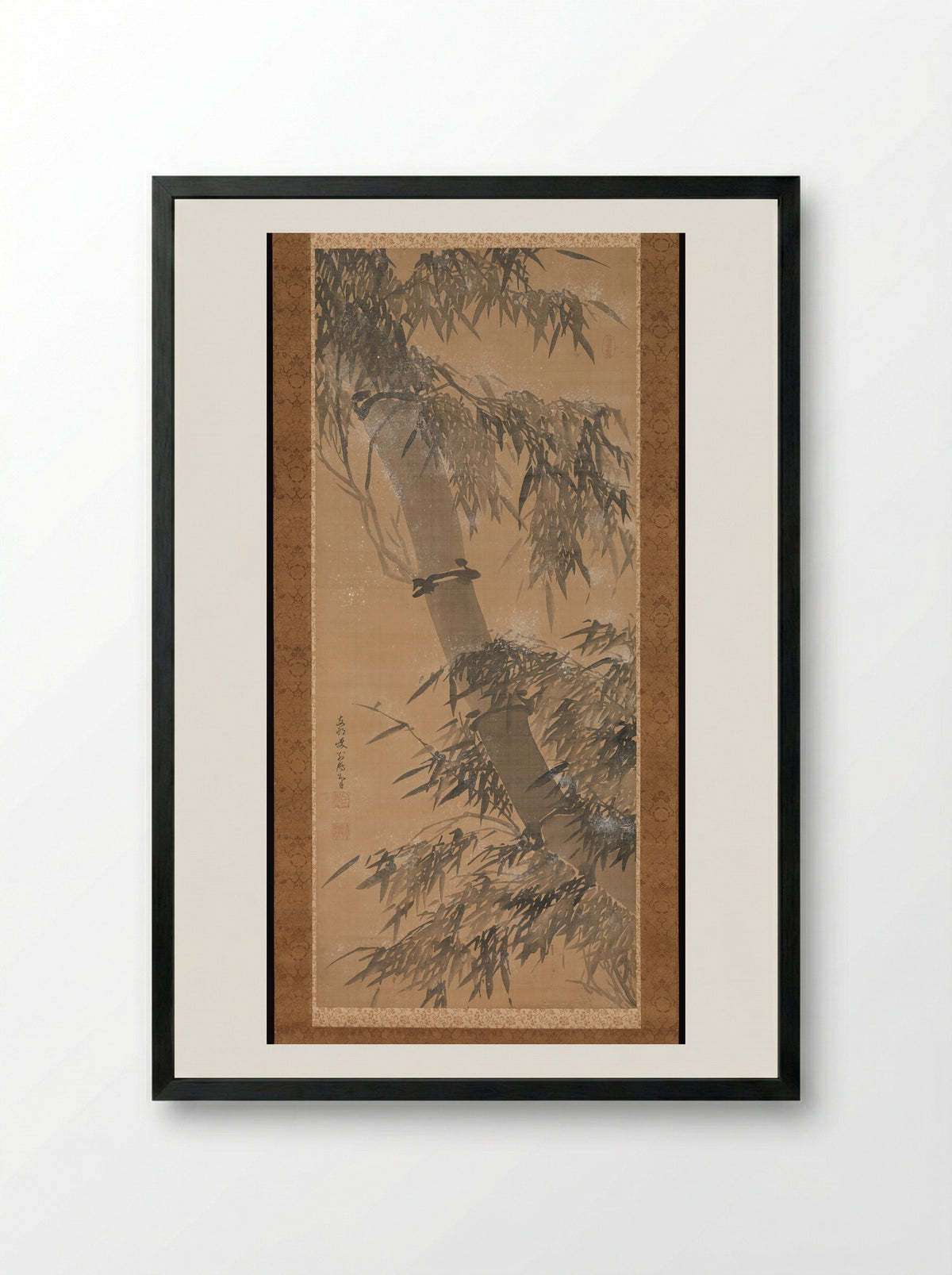 Bamboo in Snow - Dapeng Zhengkun (Taihō Shōkon) - Framed Print Black