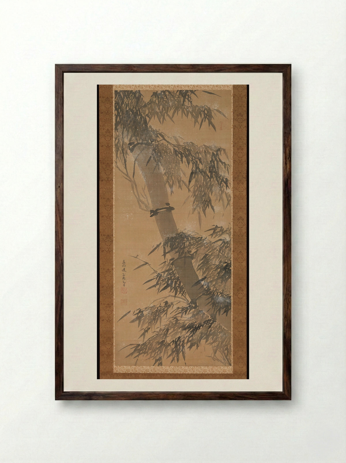 Bamboo in Snow - Dapeng Zhengkun (Taihō Shōkon) - Framed Print Dark Wood