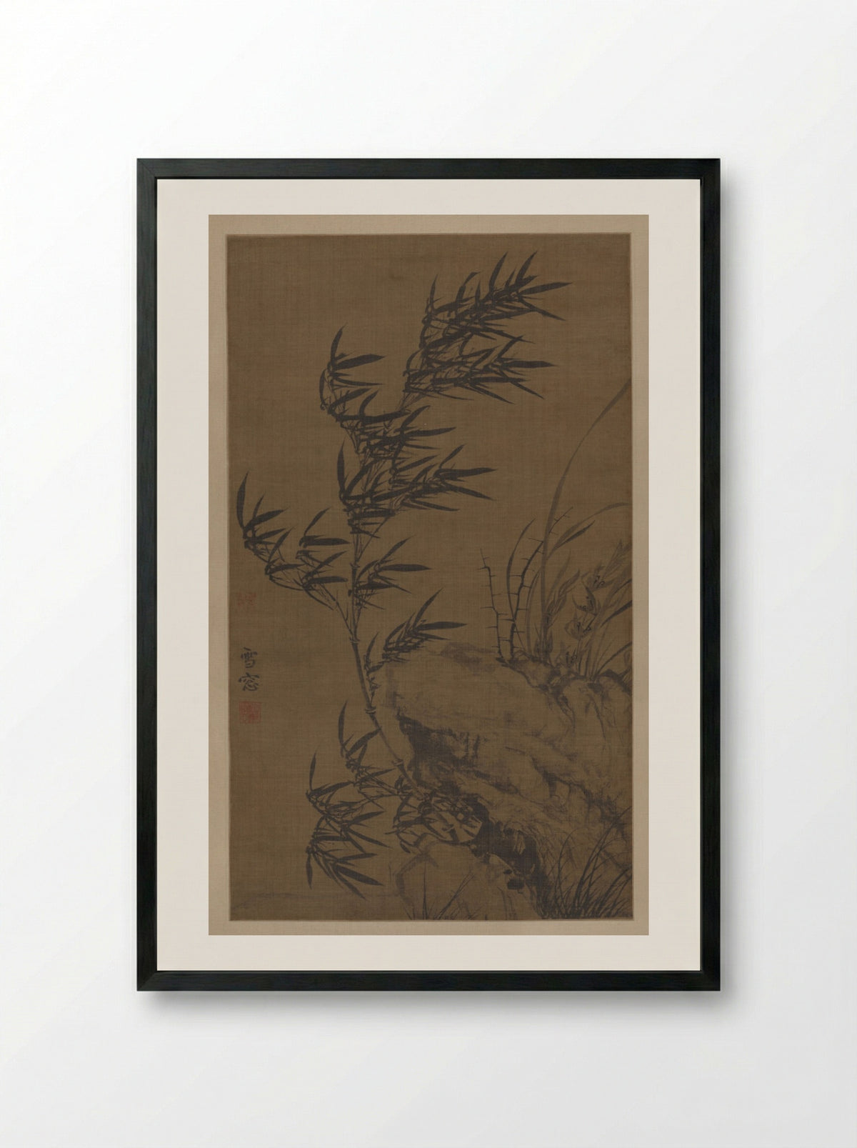 Bamboo in the Wind - Puming (Xuechuang) - Framed Print Black