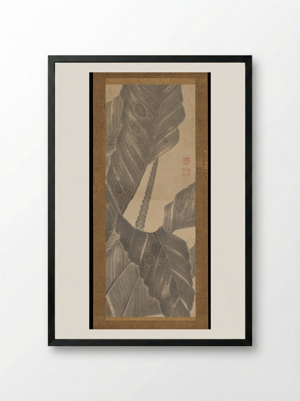Banana Leaves - Itō Jakuchū - Framed Print Black