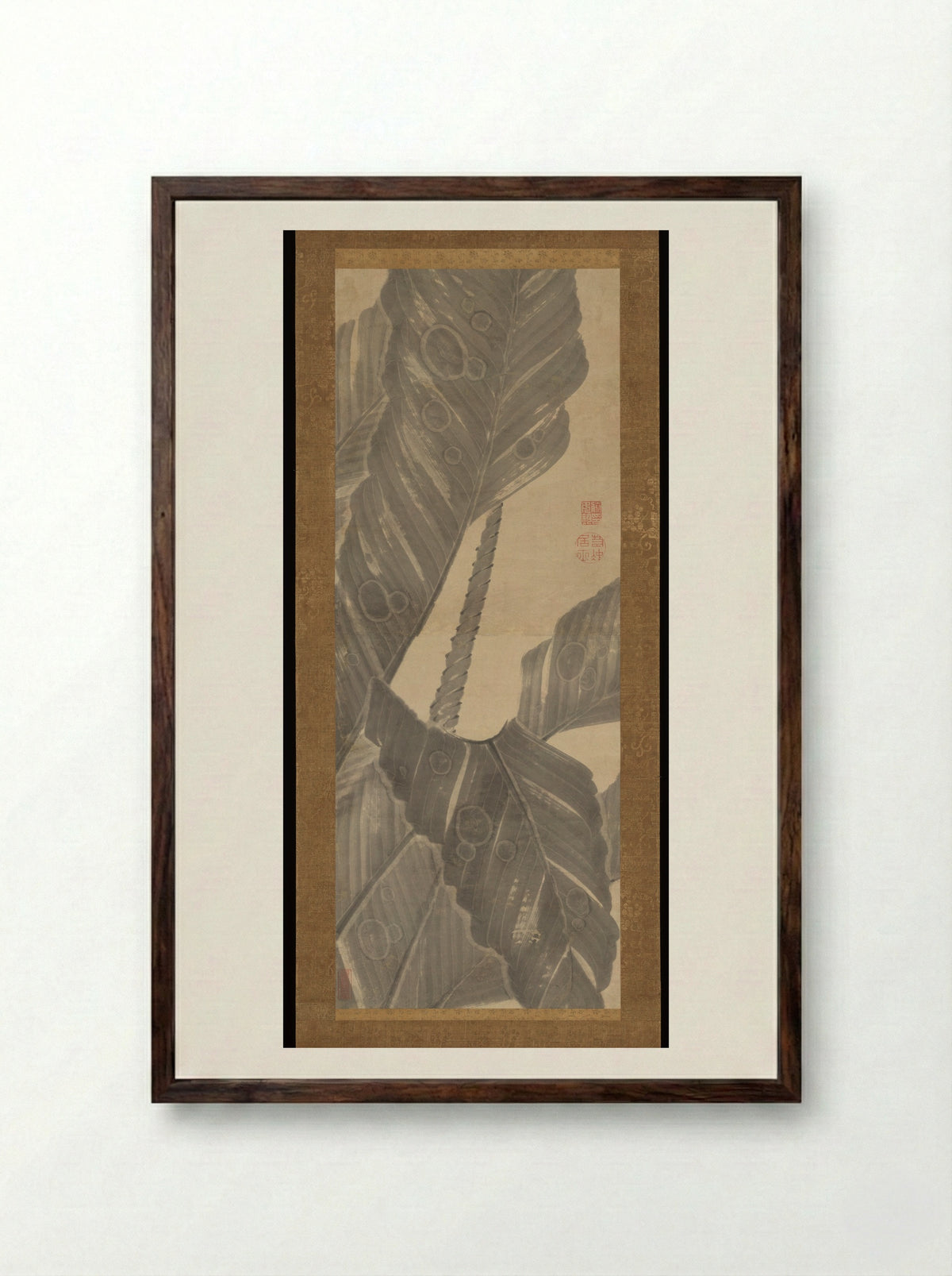 Banana Leaves - Itō Jakuchū - Framed Print Dark Wood