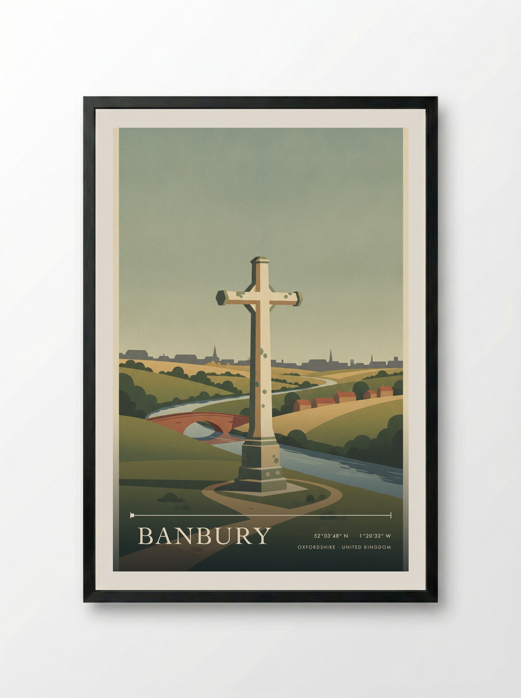 Banbury Oxfordshire United Kingdom Travel Poster - Framed Print Black