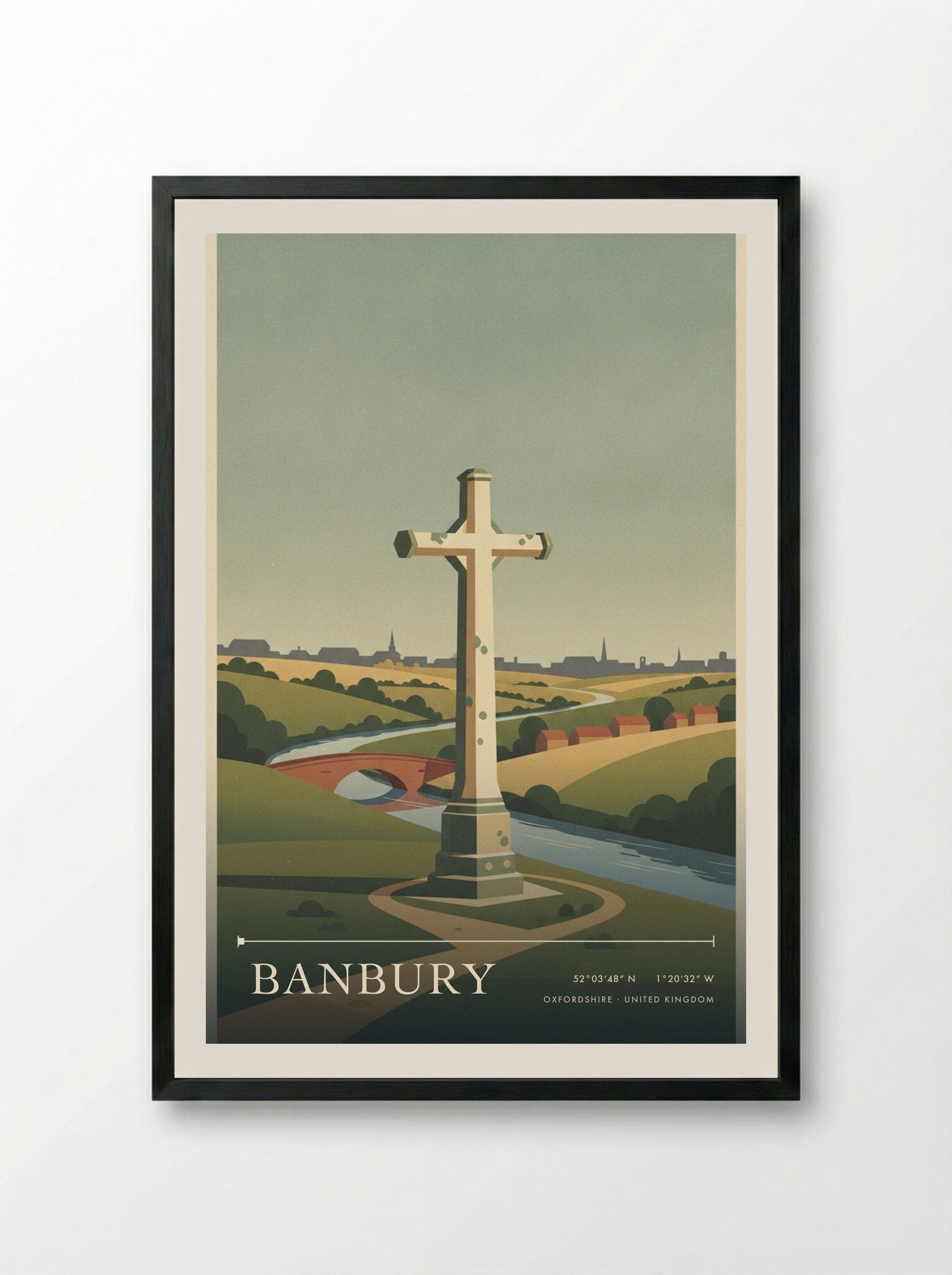 Banbury Oxfordshire United Kingdom Travel Poster - Framed Print Black