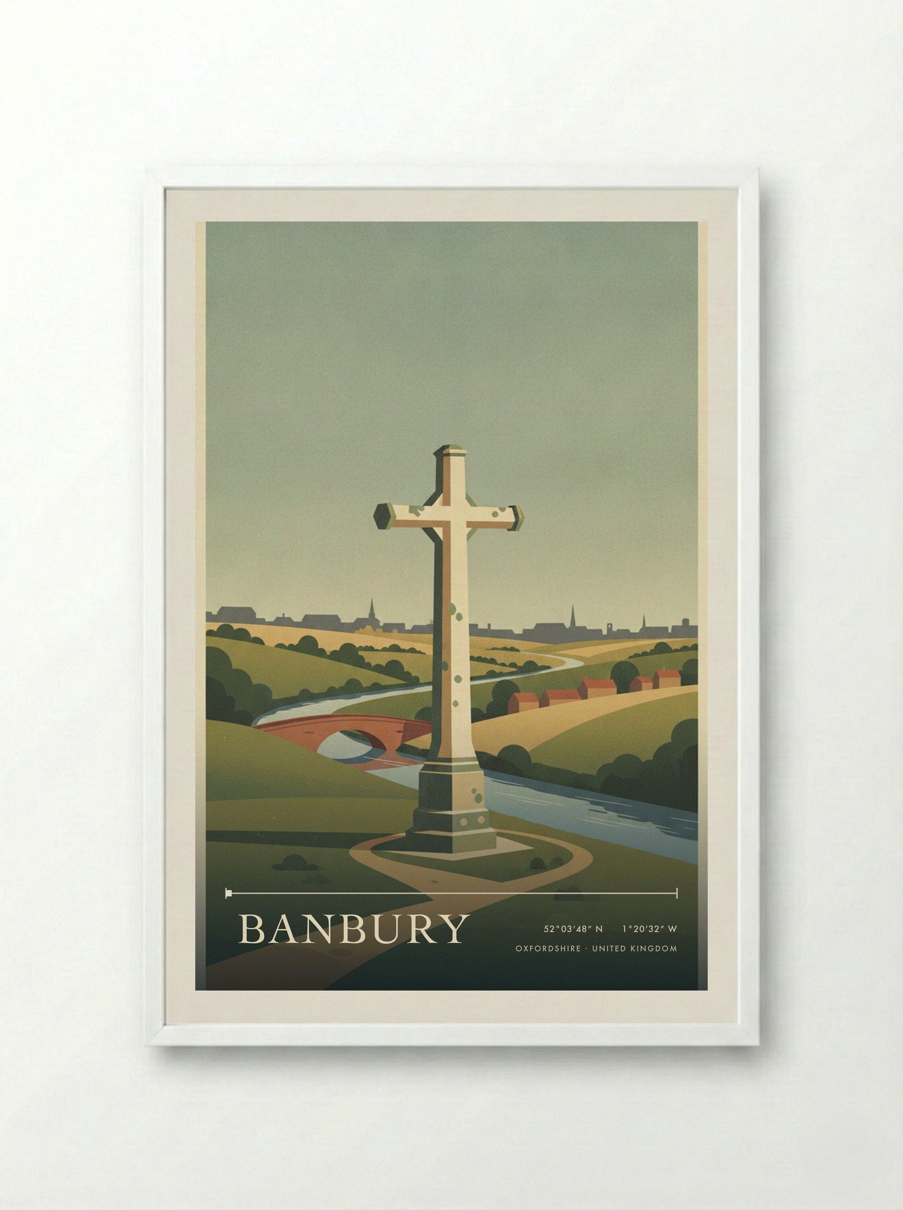 Banbury Oxfordshire United Kingdom Travel Poster - Framed Print White