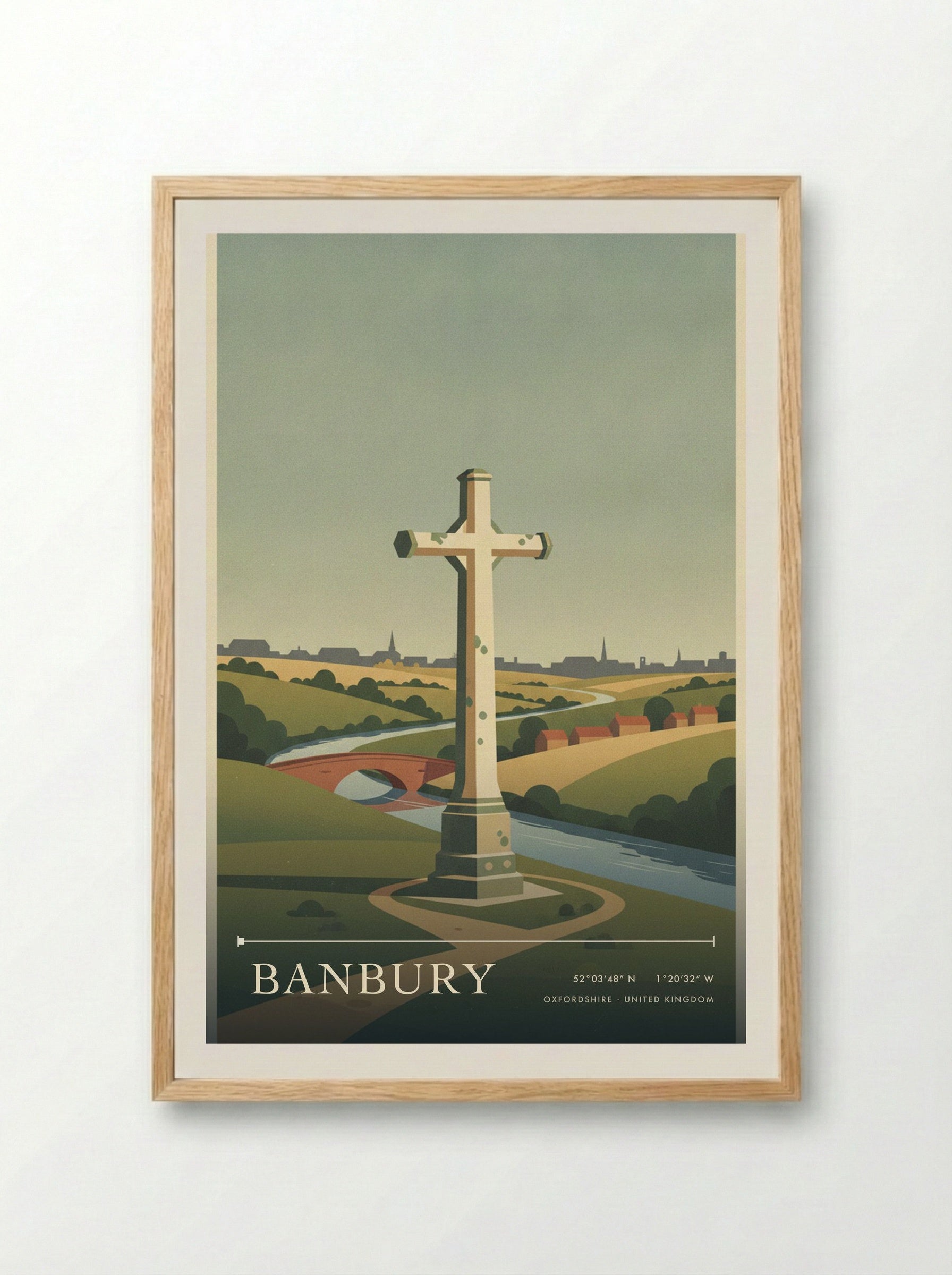 Banbury Oxfordshire United Kingdom Travel Poster - Framed Print Wood