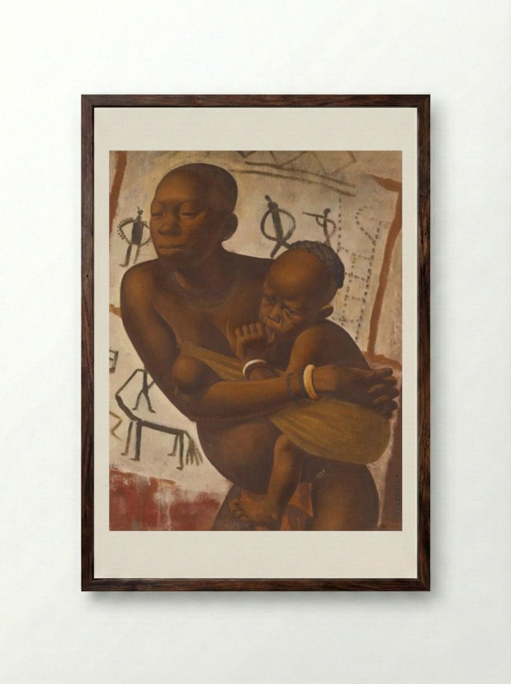 Banda Woman with a Child - Alexandre Jacovleff - Framed Print Dark Wood