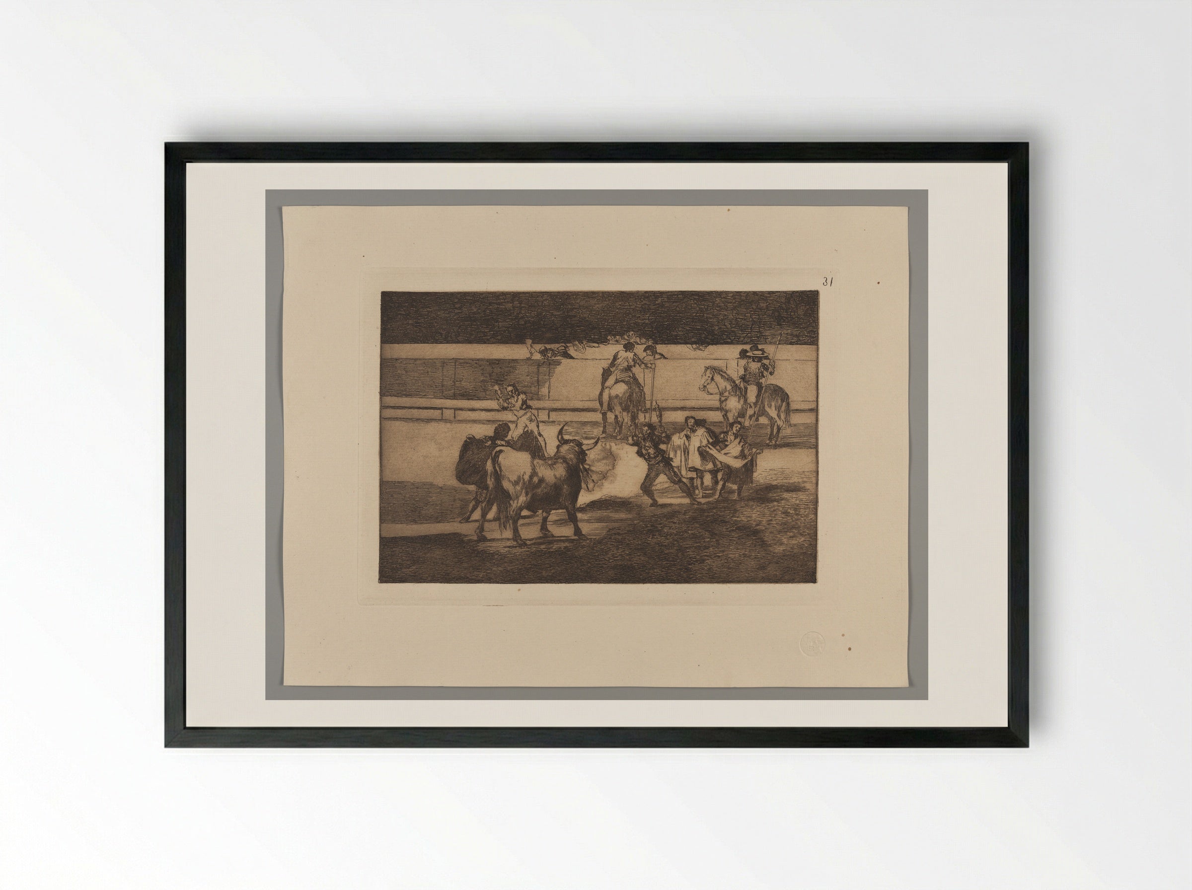 Banderillas with Firecrackers - Francisco José de Goya y Lucientes - Framed Print Black