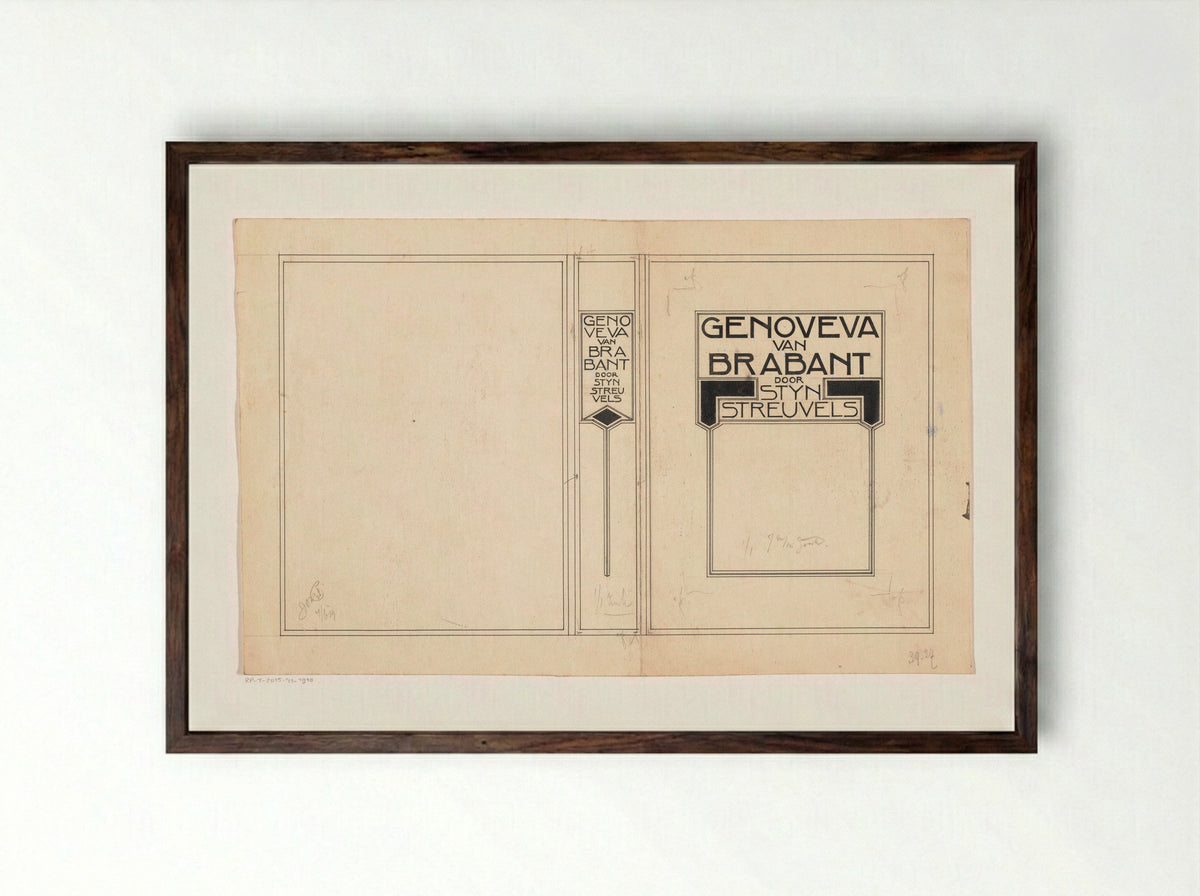 Bandontwerp voor: Stijn Streuvels, Genoveva van Brabant - Hendrik Petrus Berlage - Framed Print Dark Wood