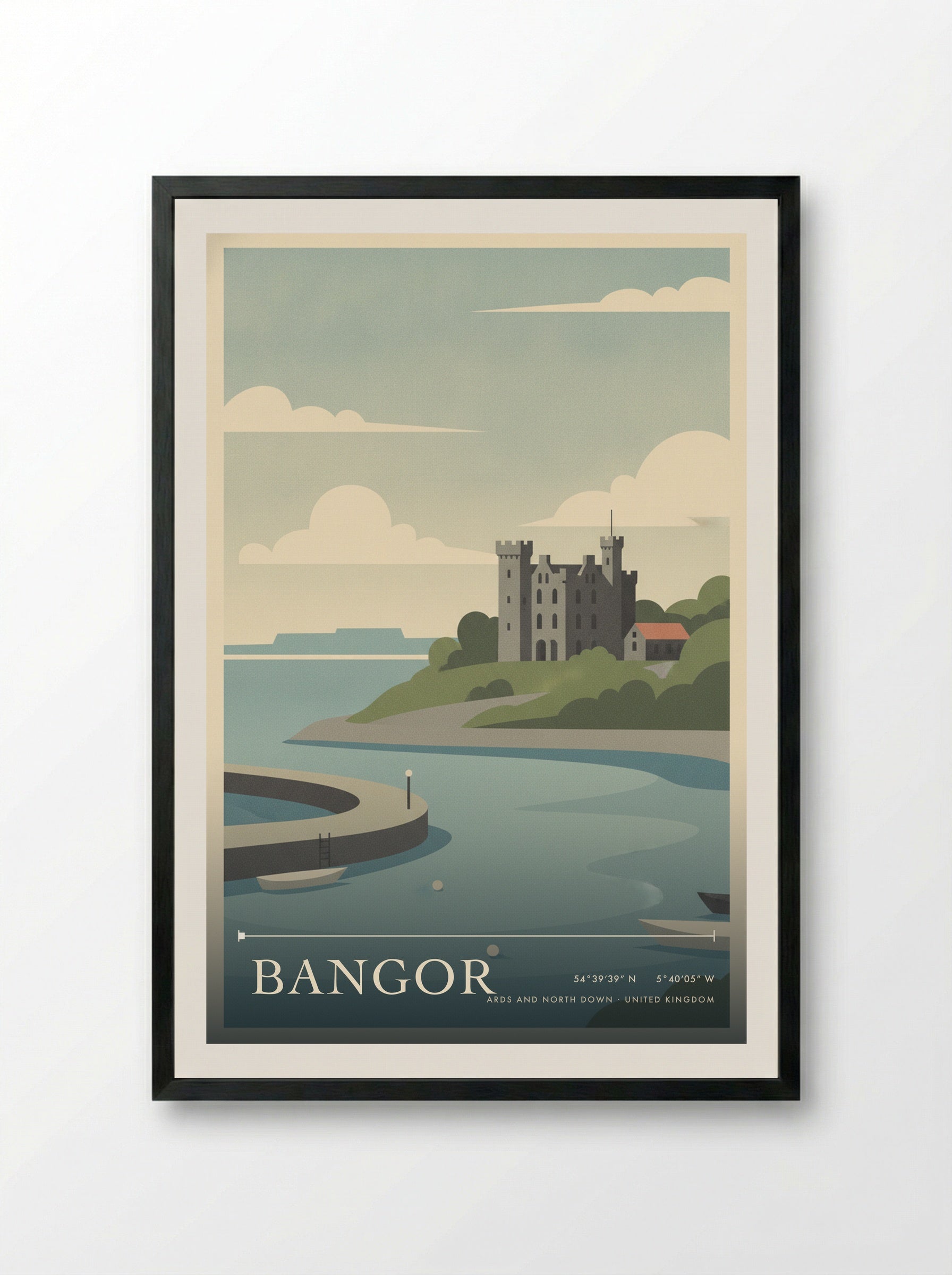 Bangor Ards and North Down United Kingdom Travel Poster - Framed Print Black
