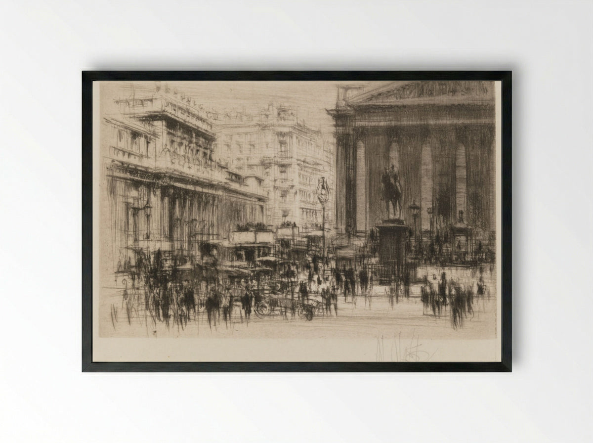 Bank (with the Royal Exchange) - William Walcot - Framed Print Black
