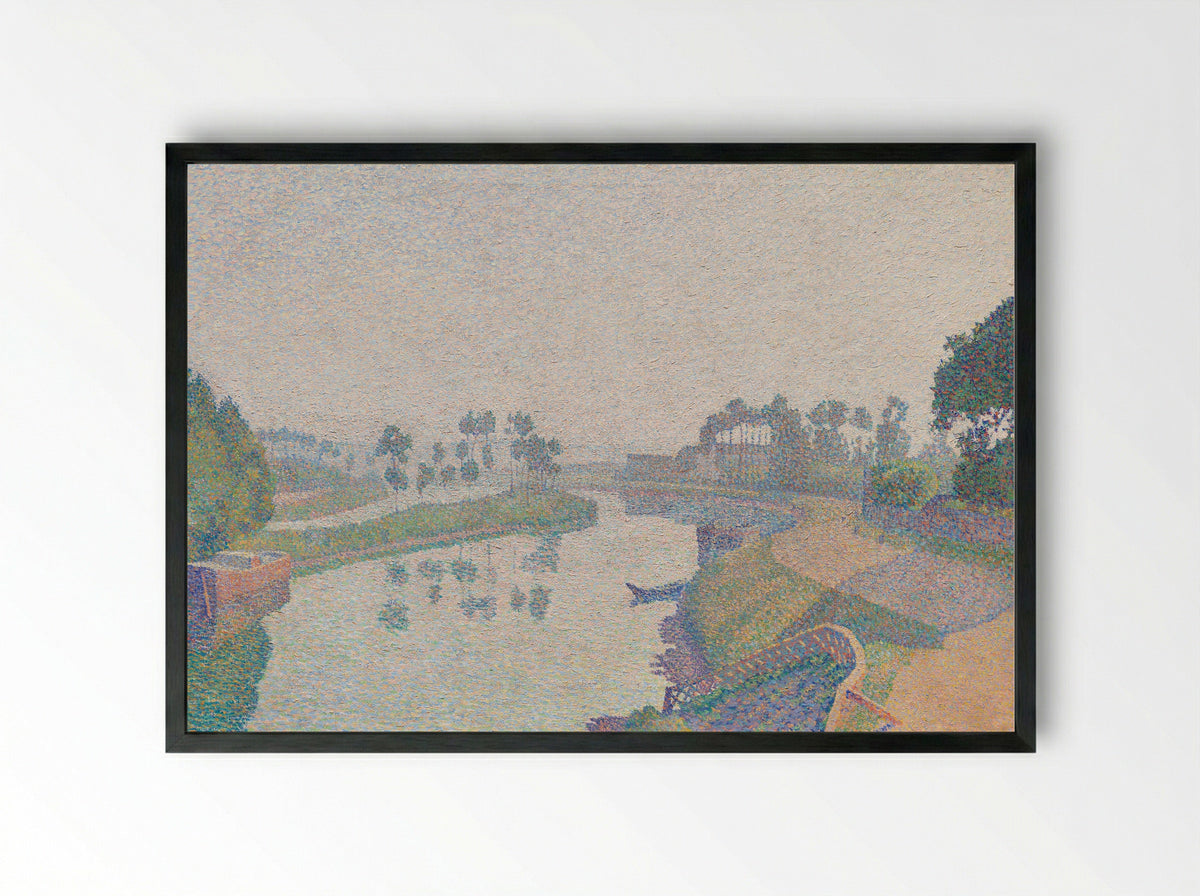 Banks of the Oise at Dawn - Louis Hayet - Framed Print Black