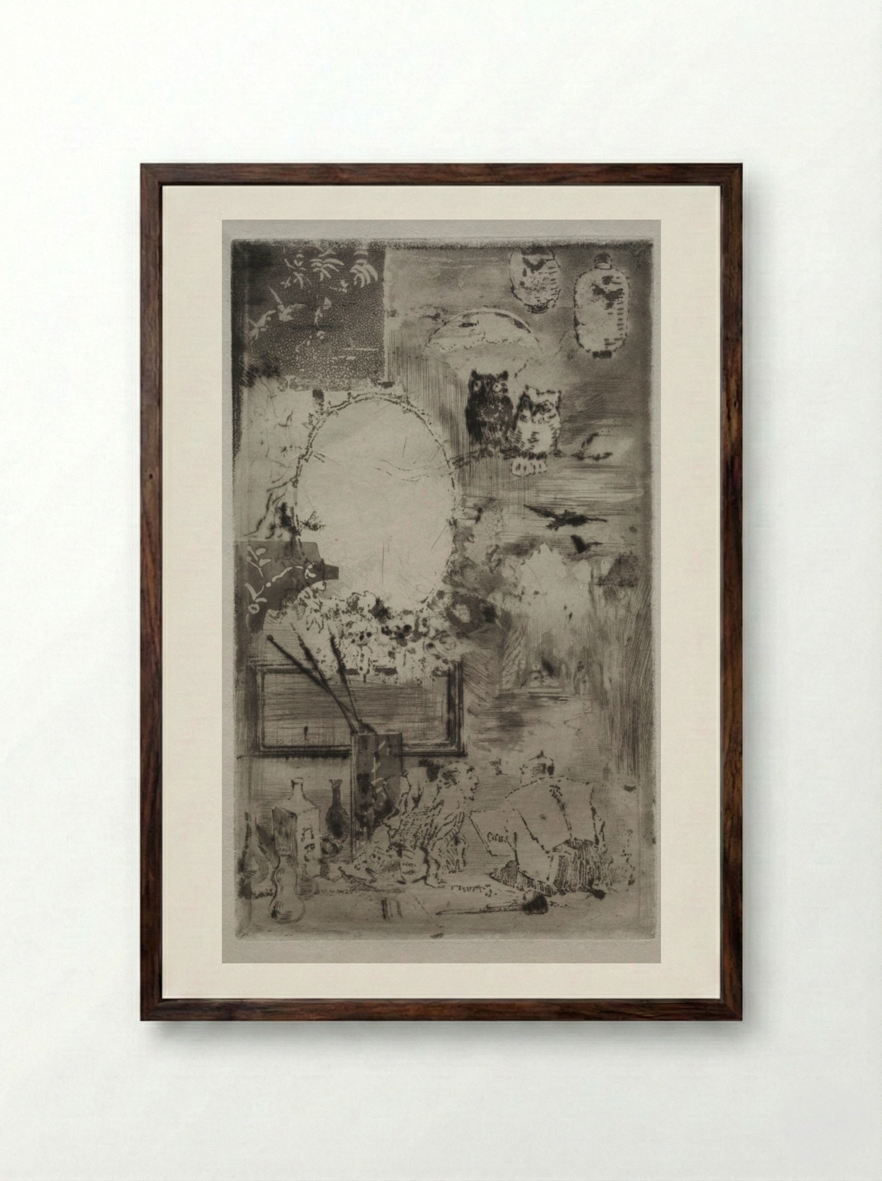 Baptism in the Japanese Style - Félix Hilaire Buhot - Framed Print Dark Wood