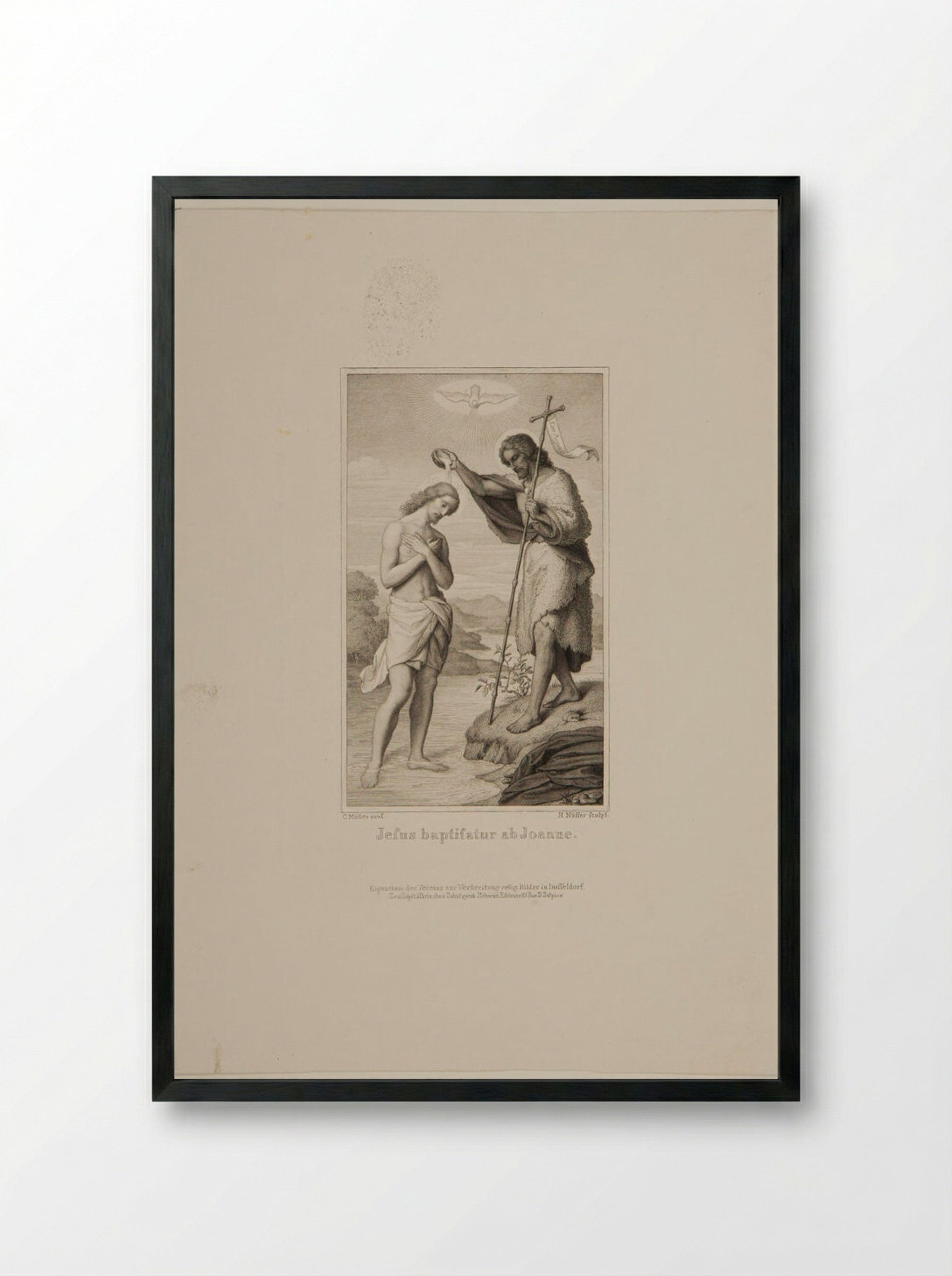 Baptism of Christ - Heinrich Nüsser - Framed Print Black