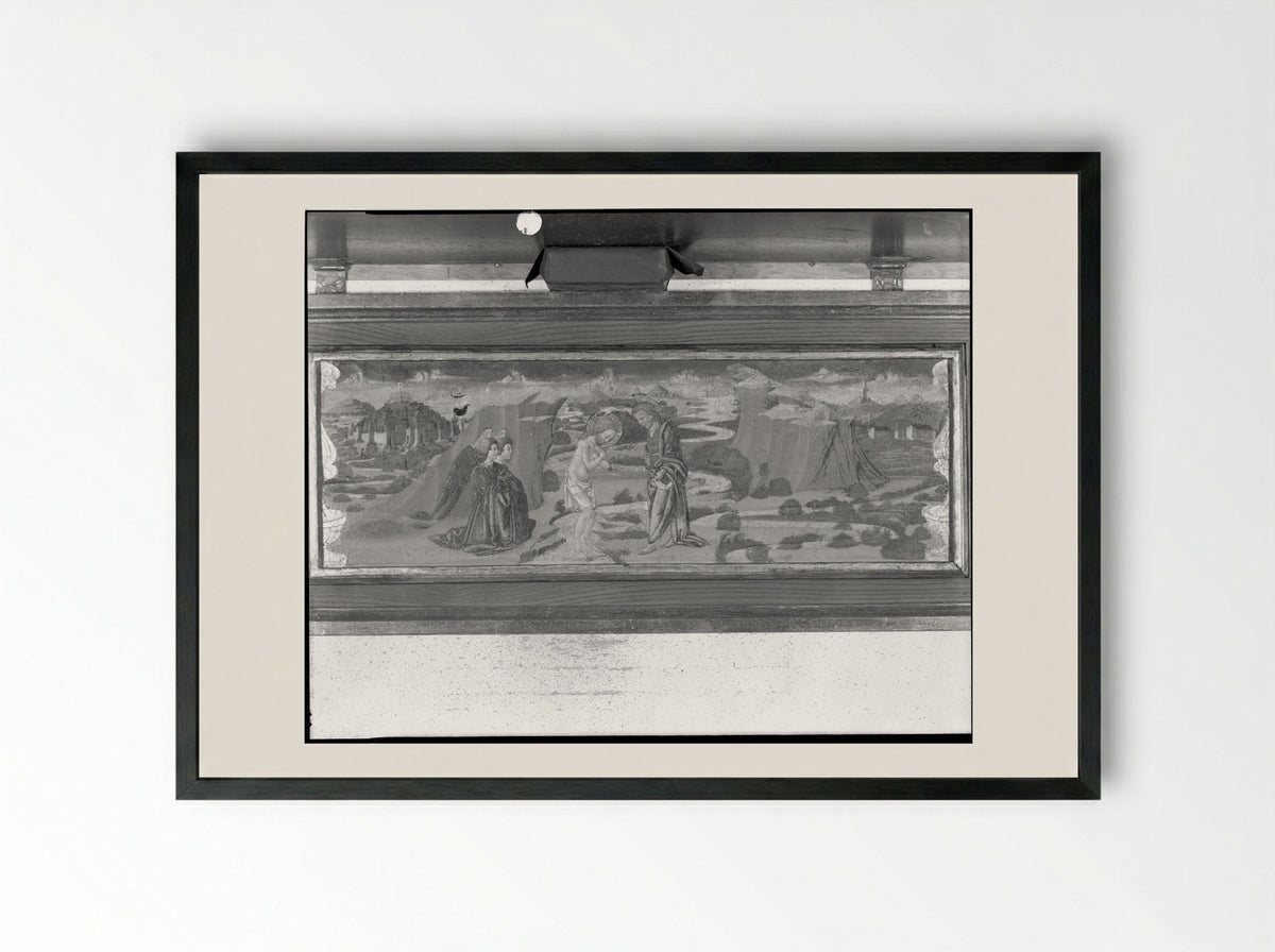 Baptism of Christ - Neri di Bicci - Framed Print Black