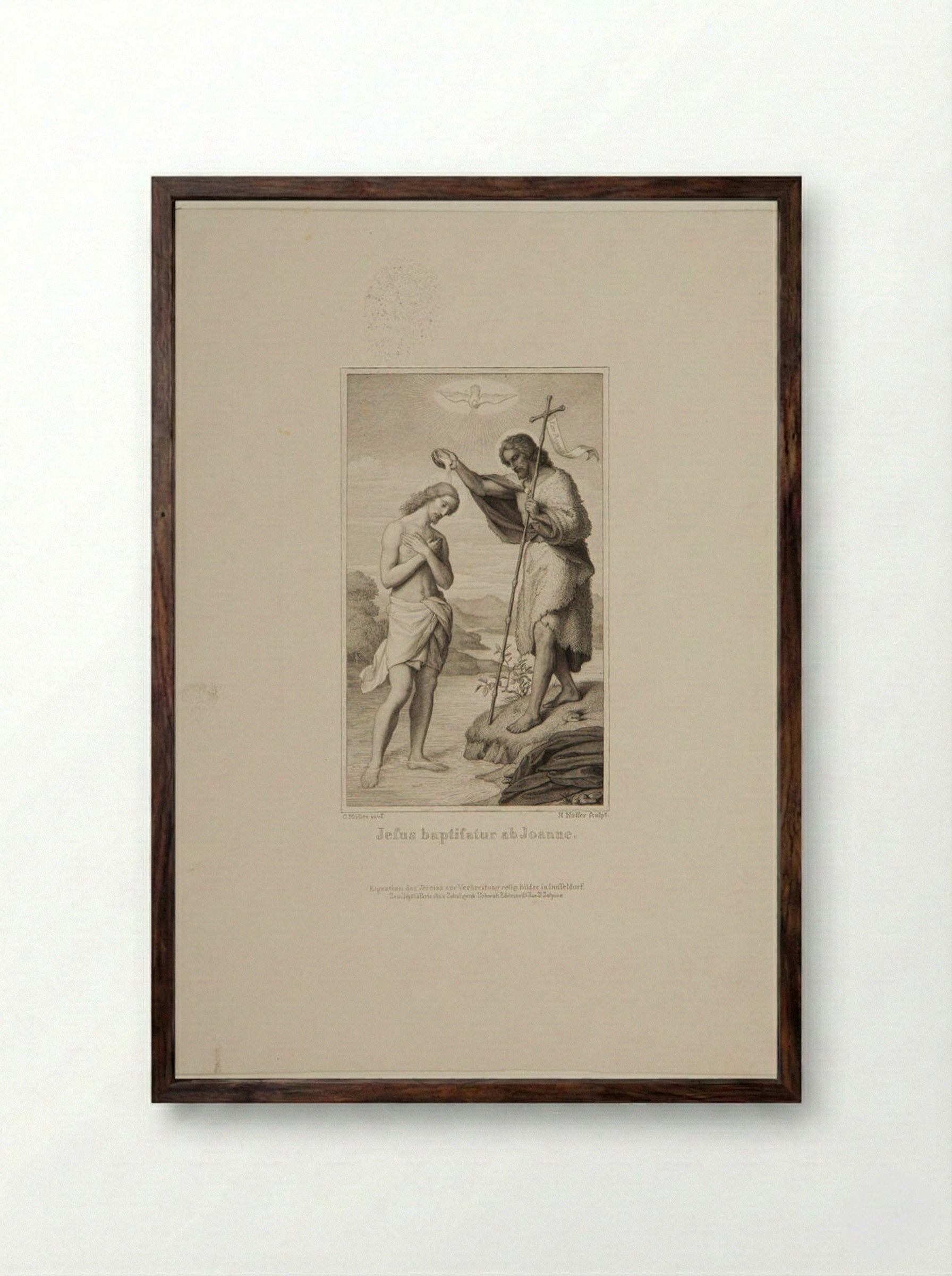 Baptism of Christ - Heinrich Nüsser - Framed Print Dark Wood