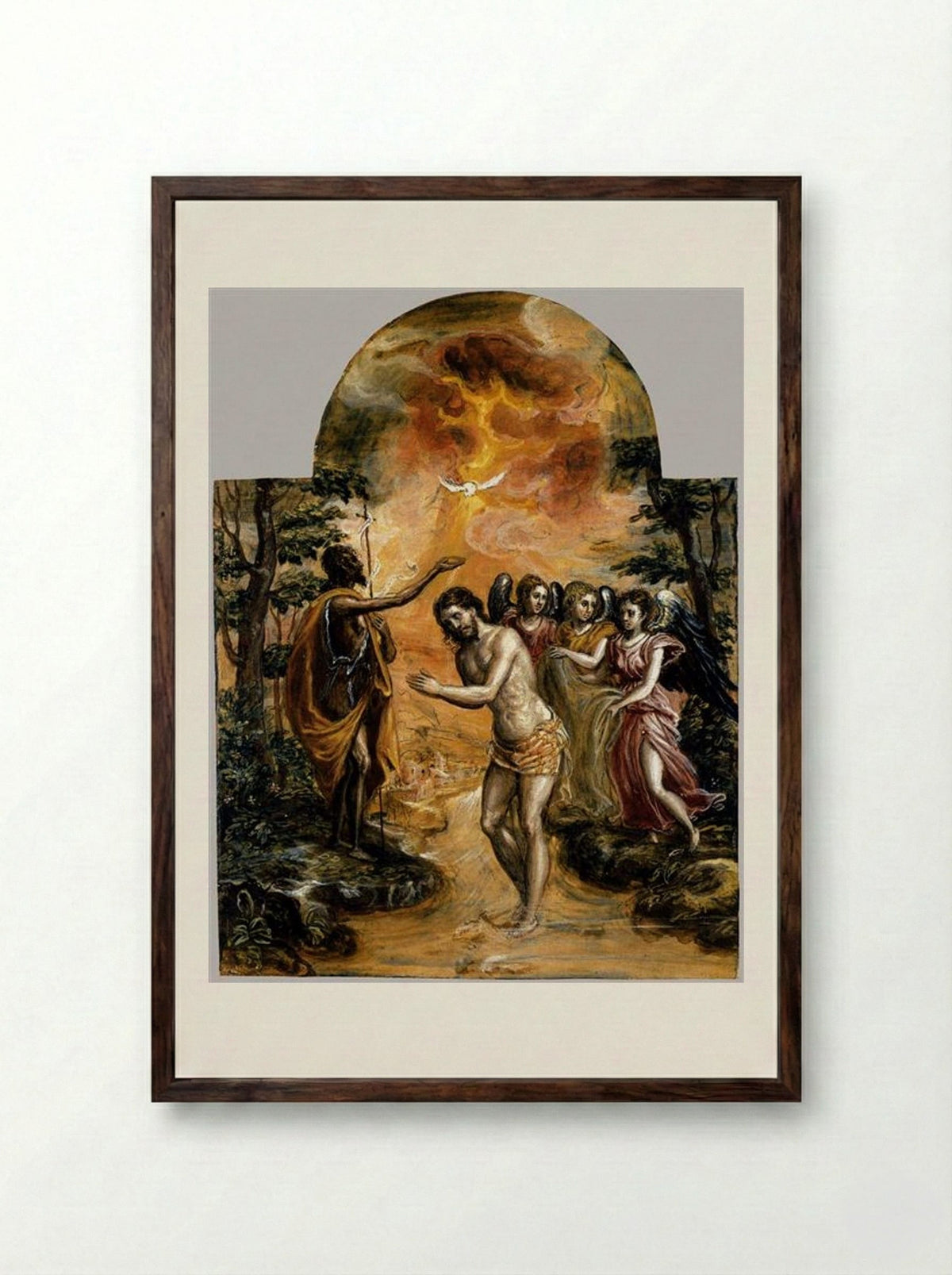 Baptism of Christ - El Greco - Framed Print Dark Wood
