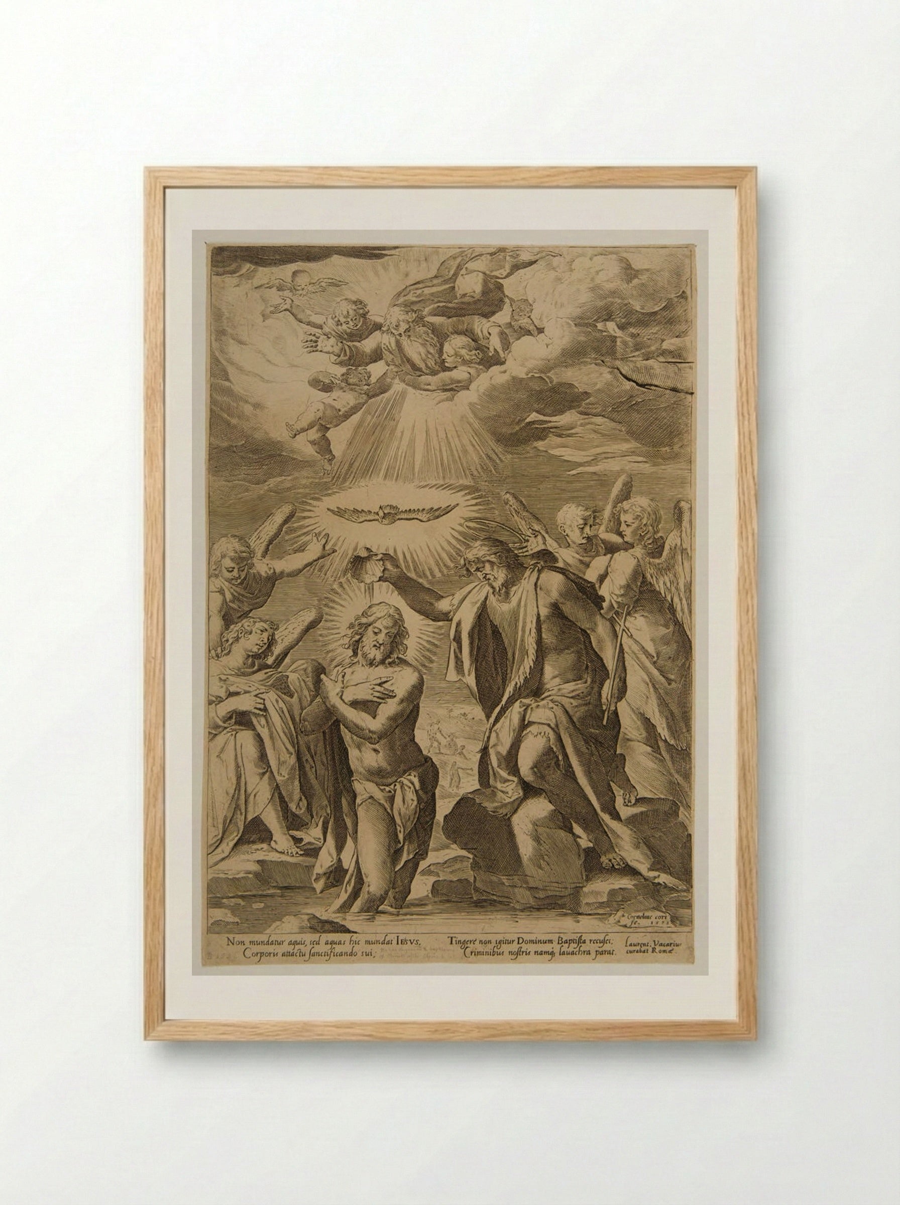 Baptism of Christ - Cornelis Cort - Framed Print Wood