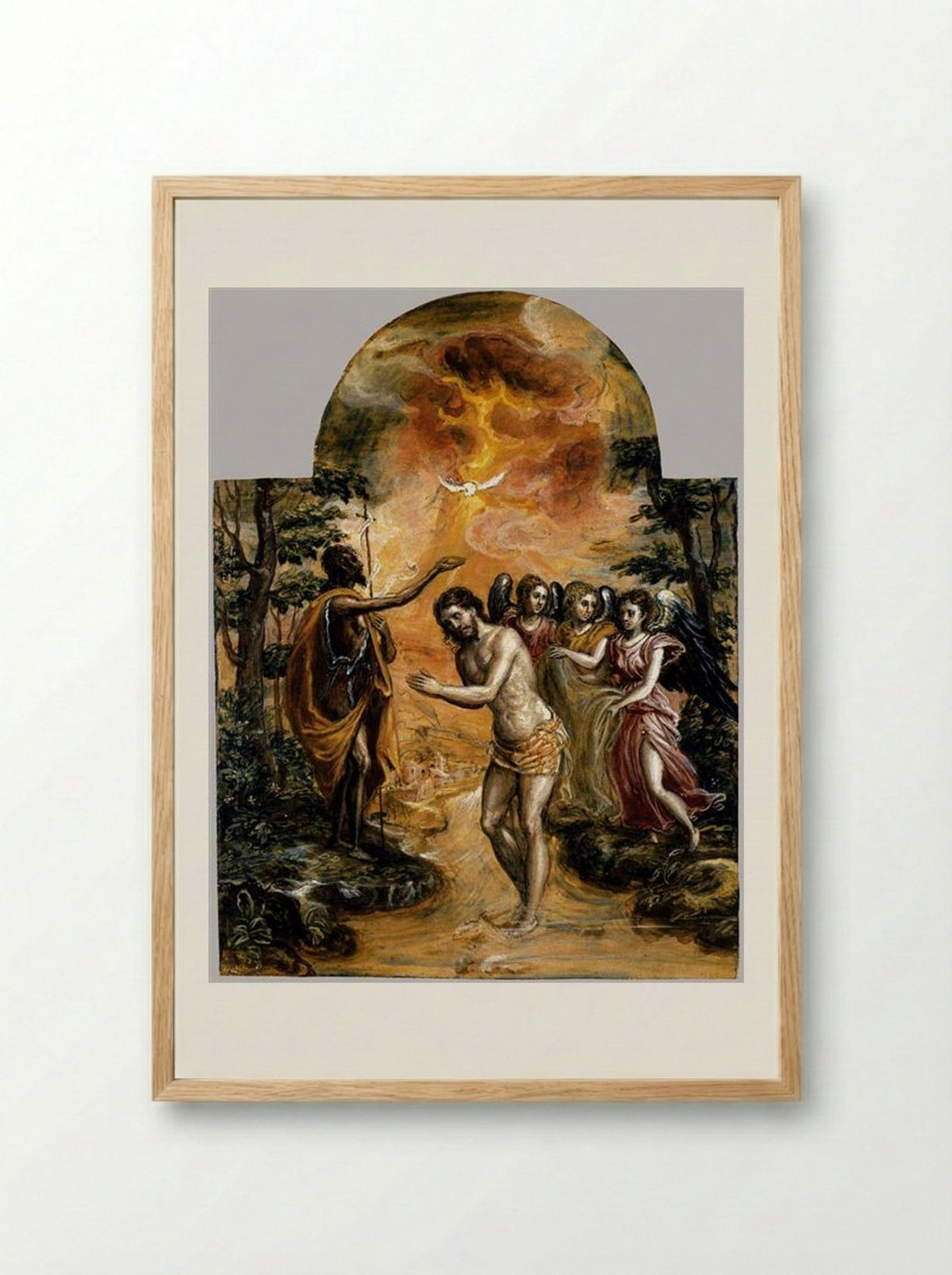 Baptism of Christ - El Greco - Framed Print Wood