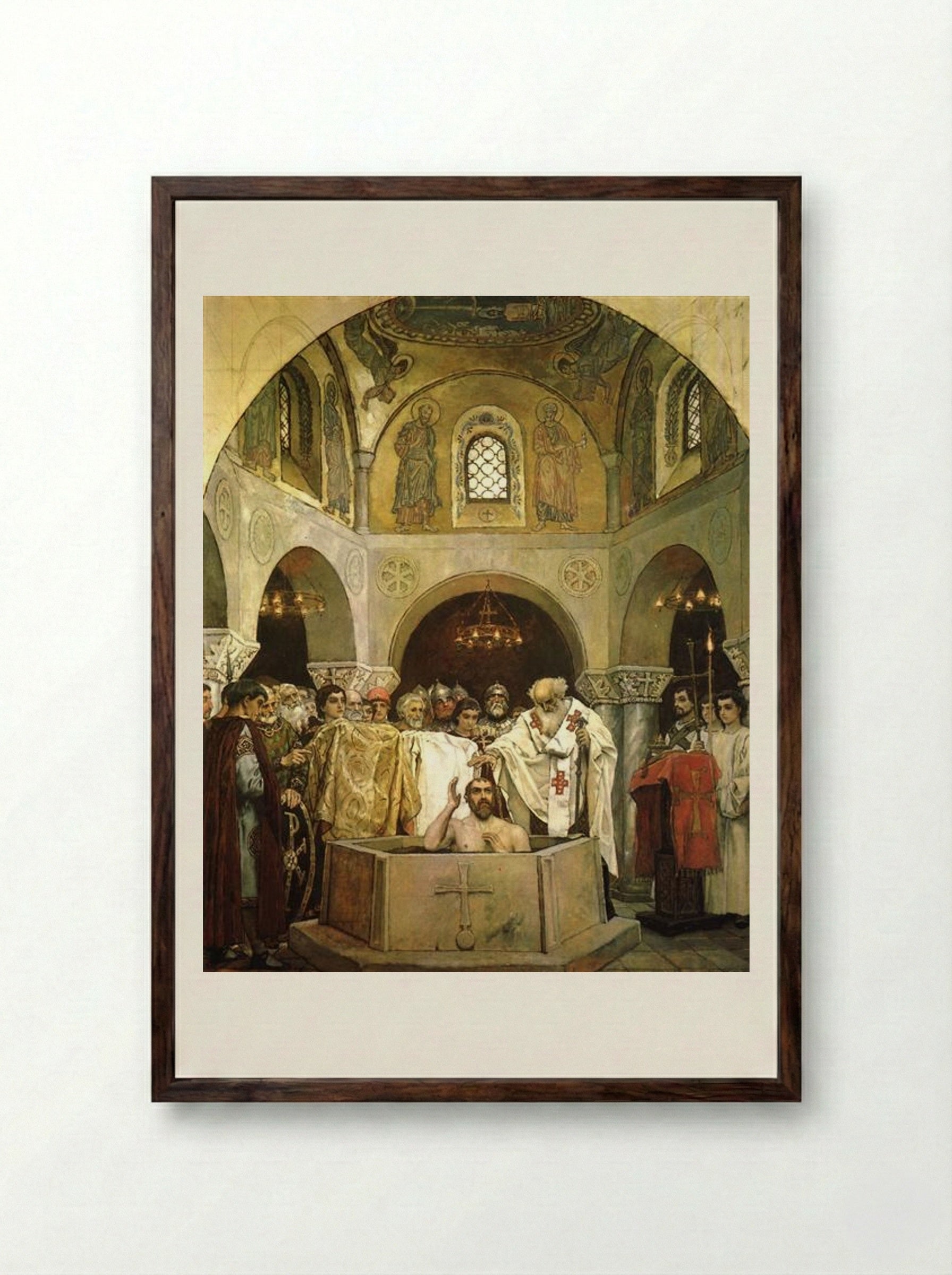 Baptism of Prince Vladimir - Viktor Vasnetsov - Framed Print Dark Wood