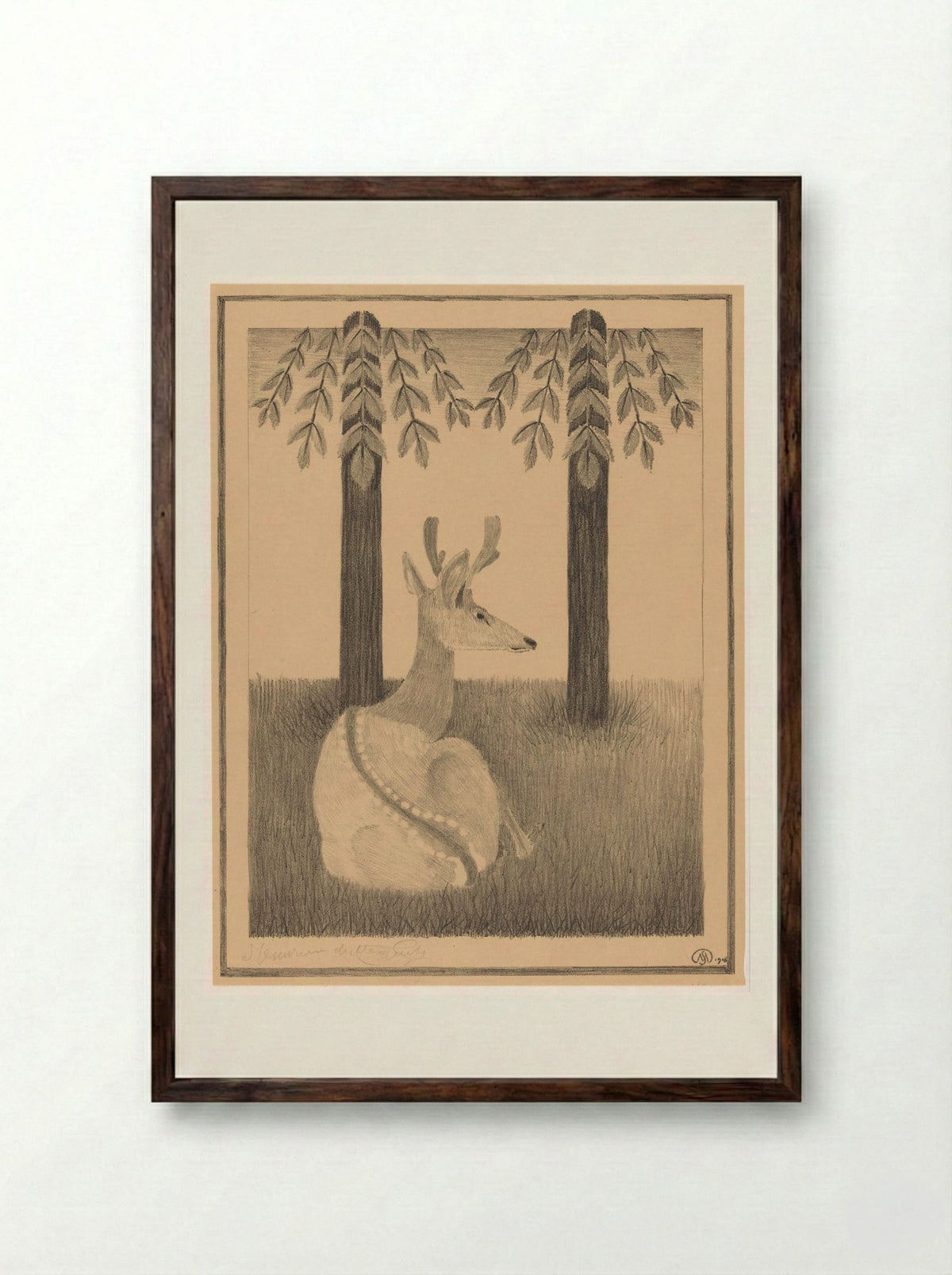 Barasingha Hert - Samuel Jessurun de Mesquita - Framed Print Dark Wood