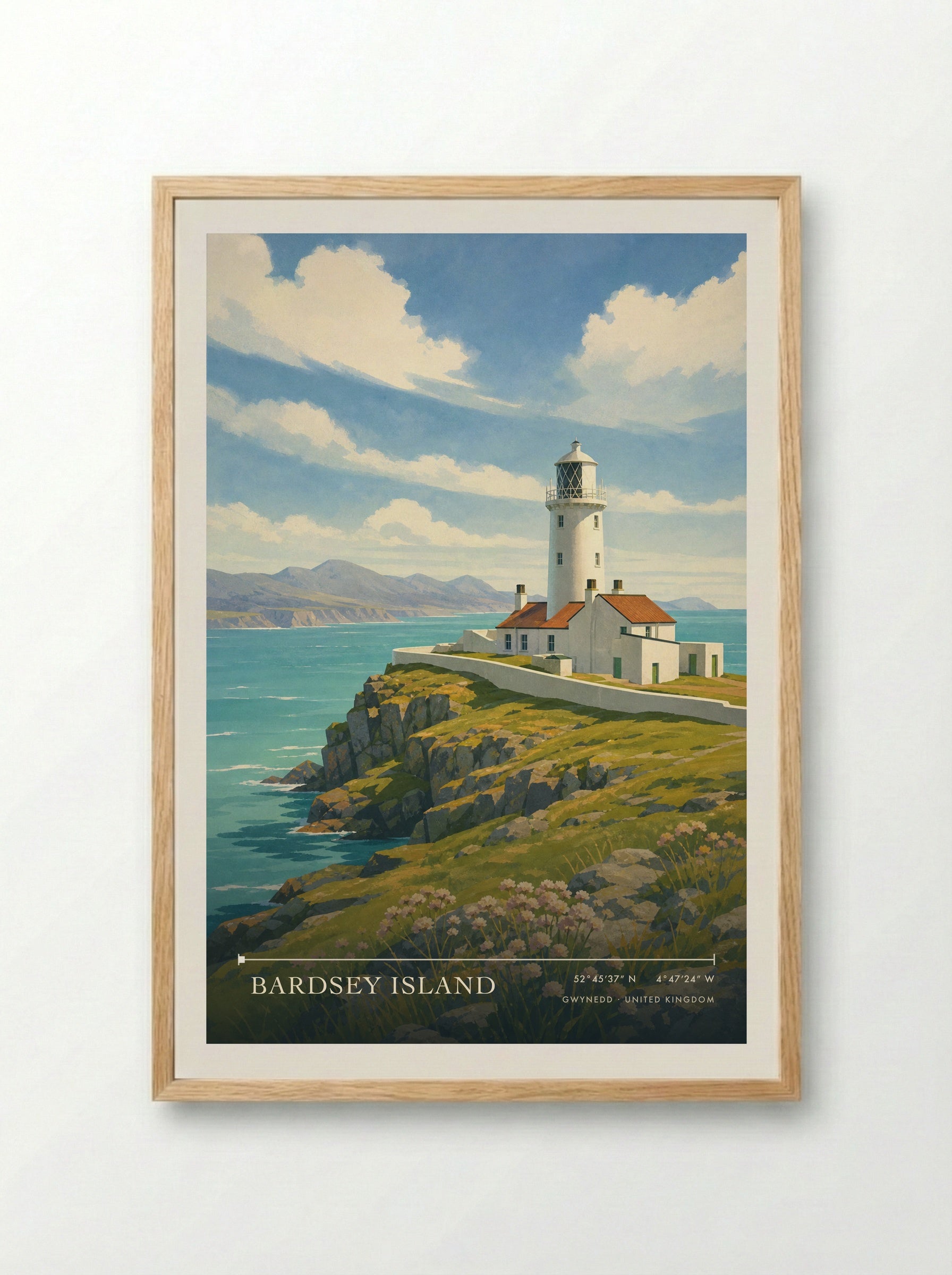 Bardsey Island Gwynedd United Kingdom Travel Poster - Framed Print Wood