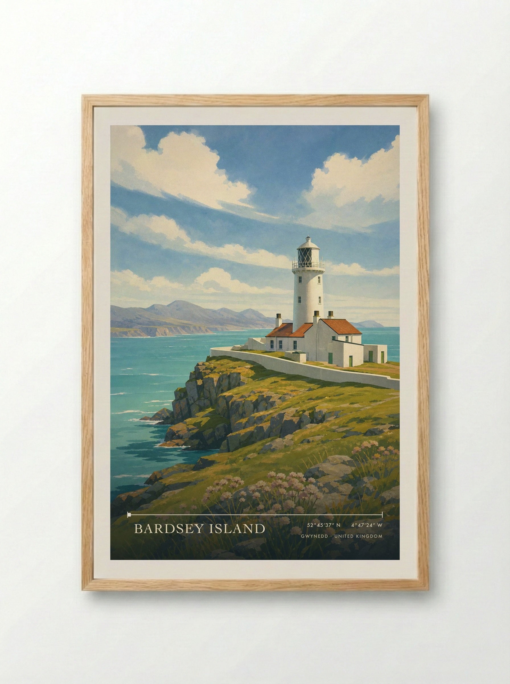 Bardsey Island Gwynedd United Kingdom Travel Poster - Framed Print Wood