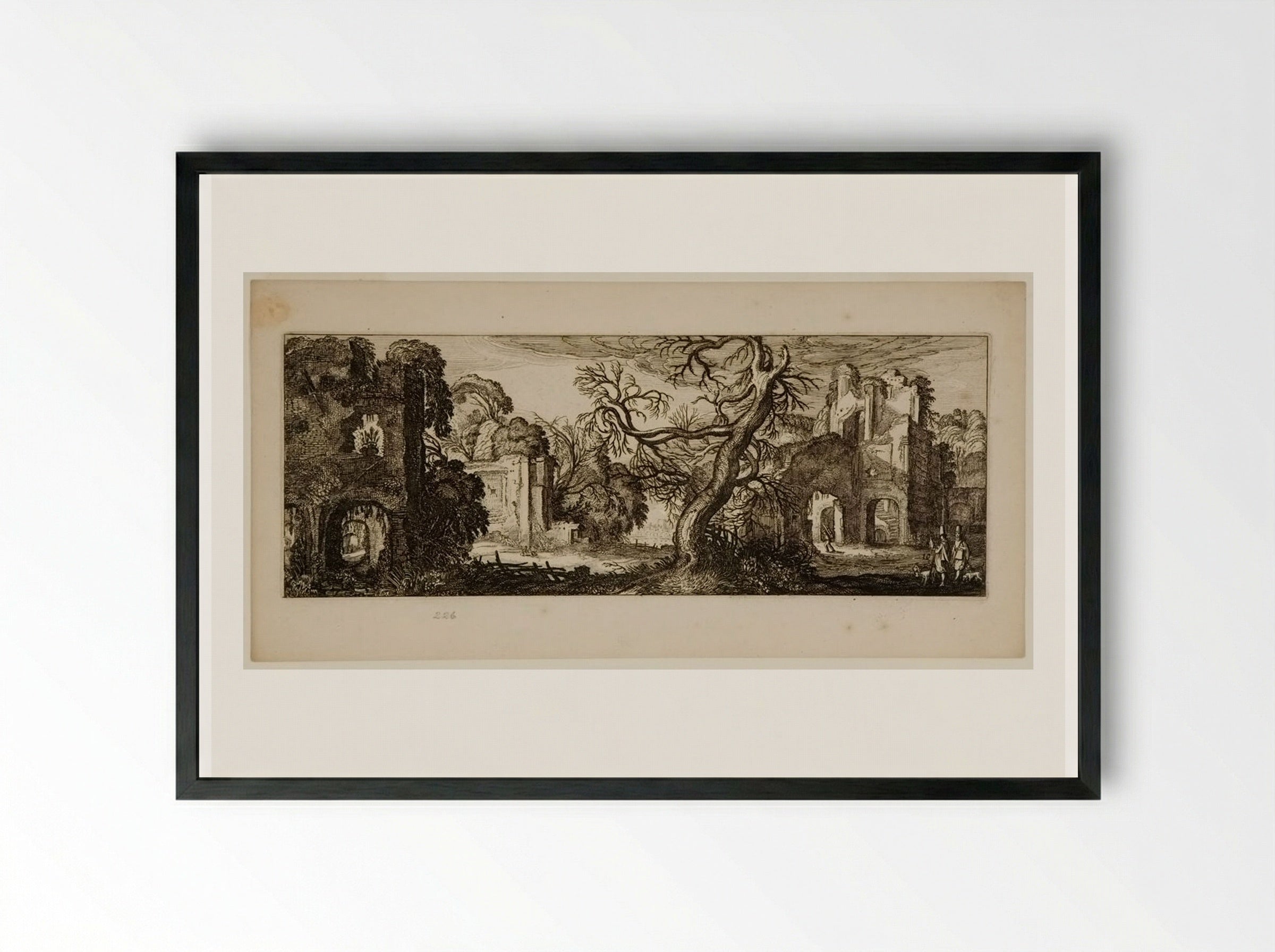 Bare Tree among Ruins - Jan van de Velde II - Framed Print Black