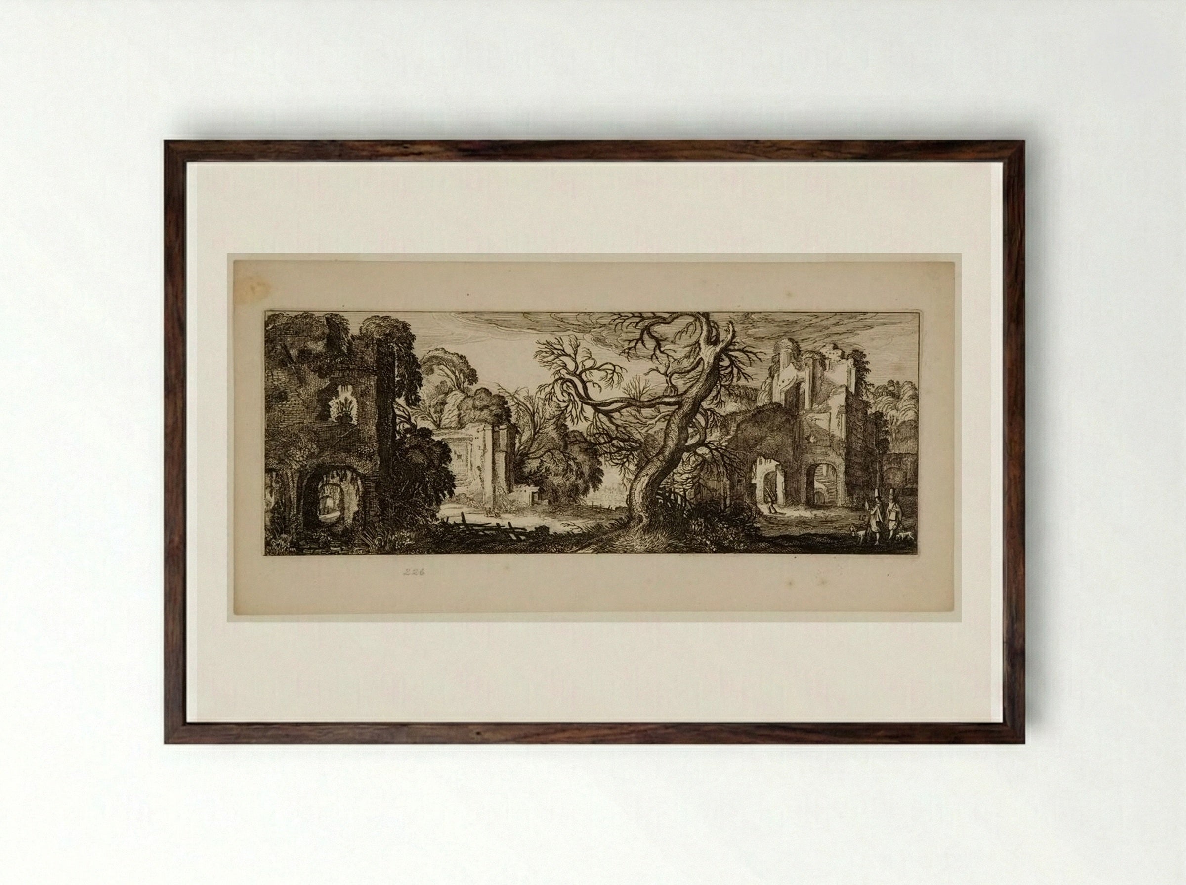Bare Tree among Ruins - Jan van de Velde II - Framed Print Dark Wood