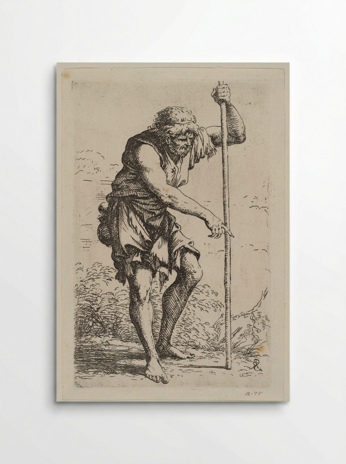 Barefoot Peasant Walking with a Stick - Salvator Rosa - Poster