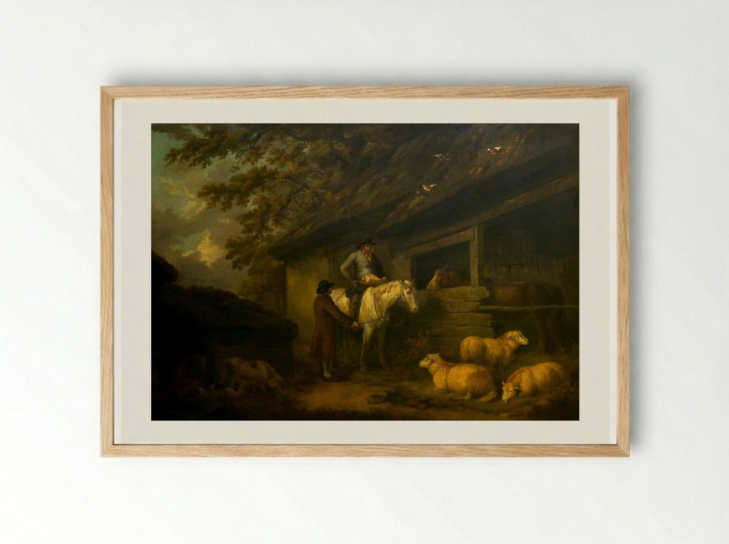 Bargaining for Sheep - George Morland - Framed Print Wood