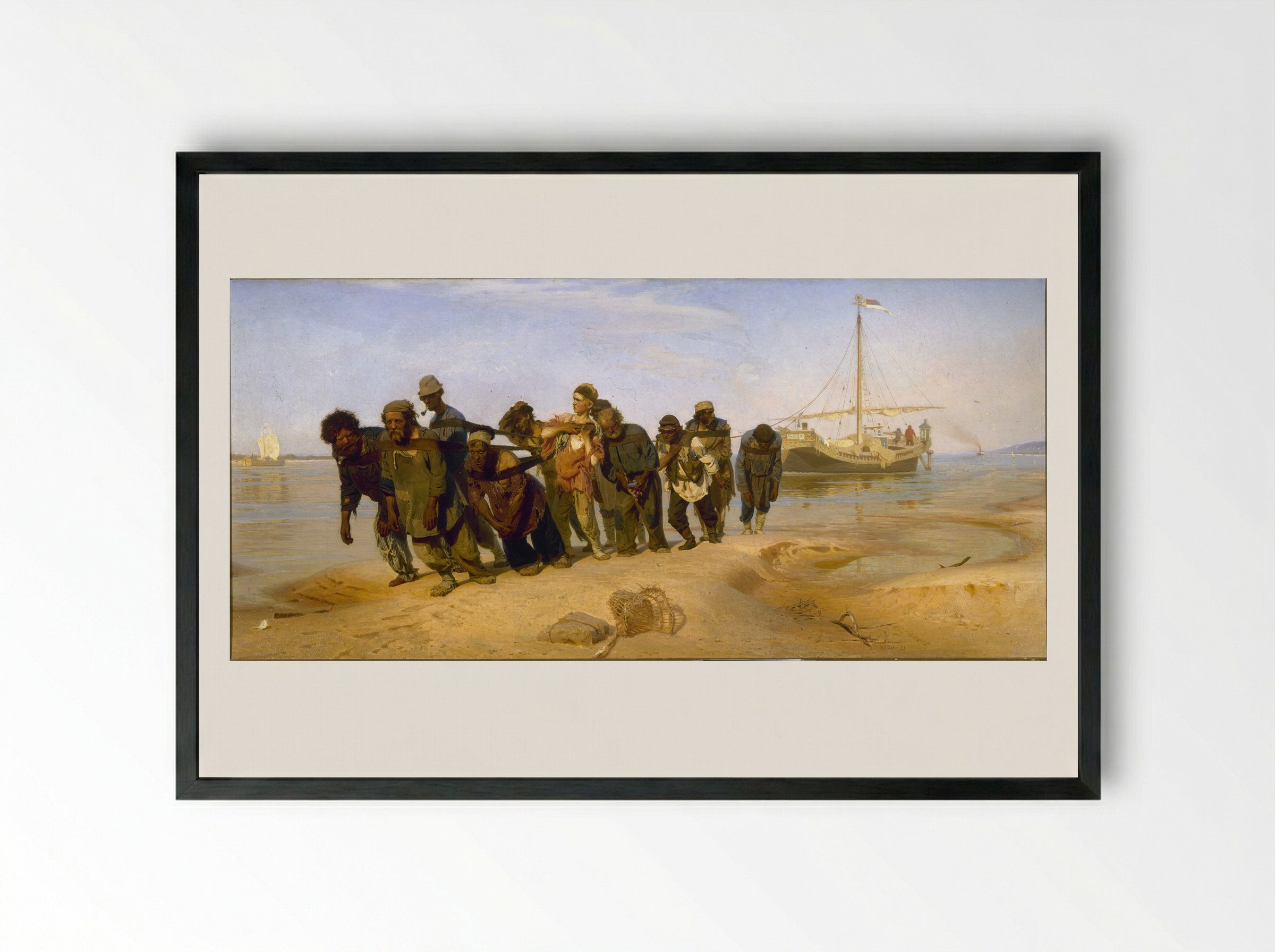 Barge Haulers on the Volga - Ilya Repin - Framed Print Black