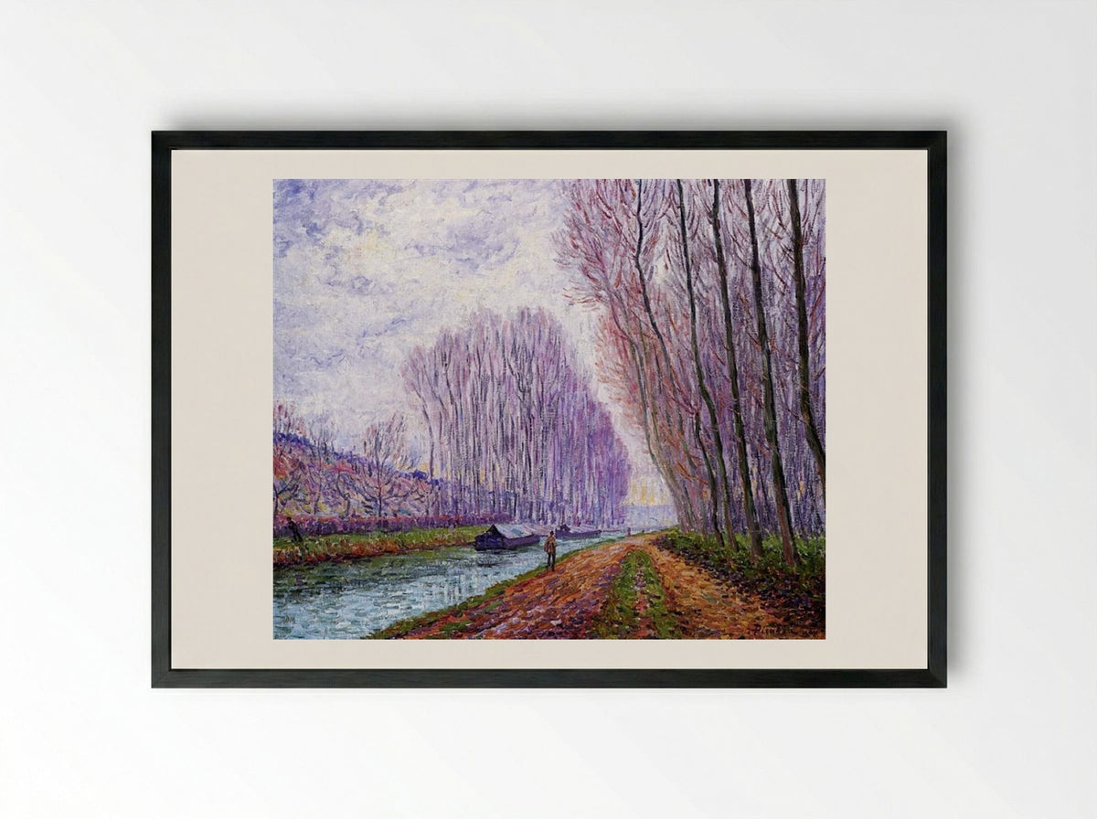 Barges on the Loing, Morning Effect - Francis Picabia - Framed Print Black