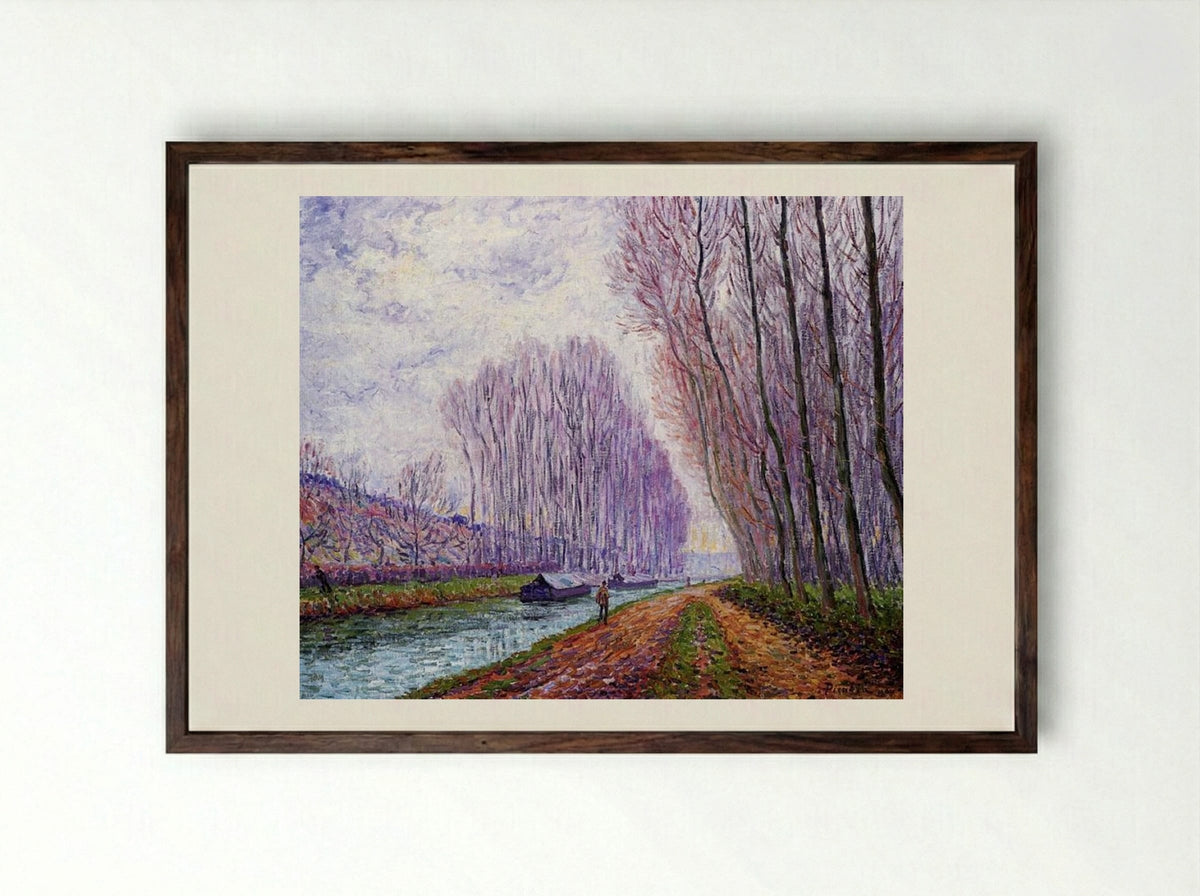Barges on the Loing, Morning Effect - Francis Picabia - Framed Print Dark Wood