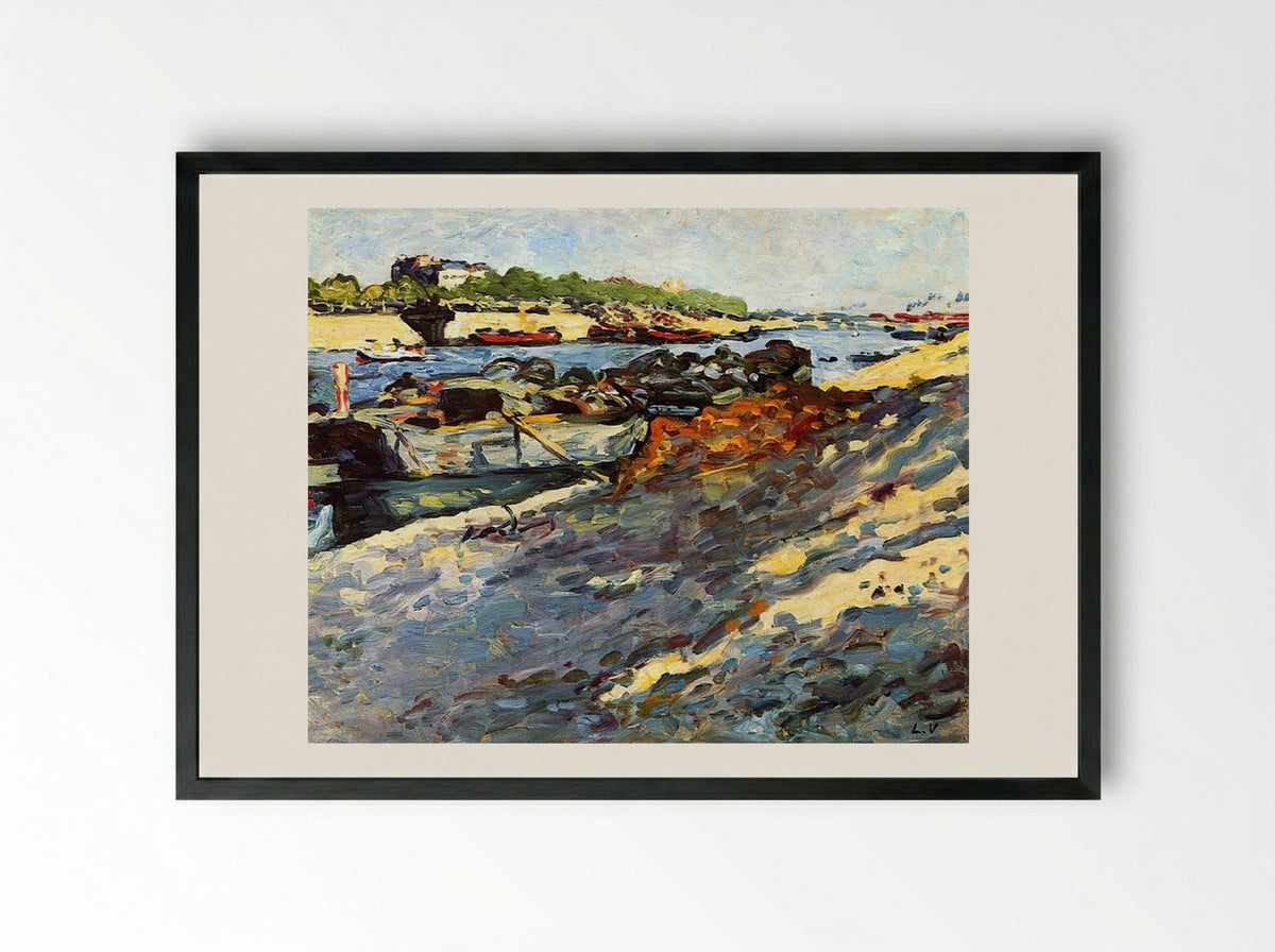 Barges on the Seine - Louis Valtat - Framed Print Black
