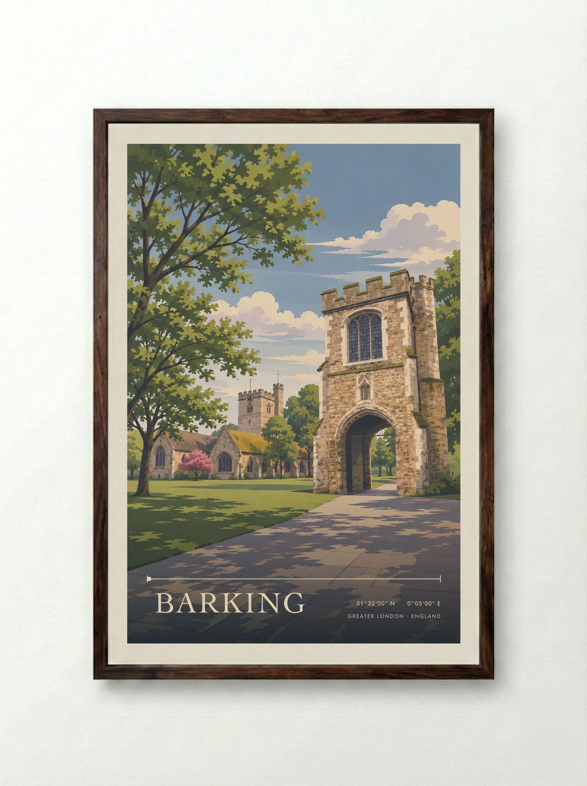Barking, Greater London | Travel Poster - Framed Print Dark Wood