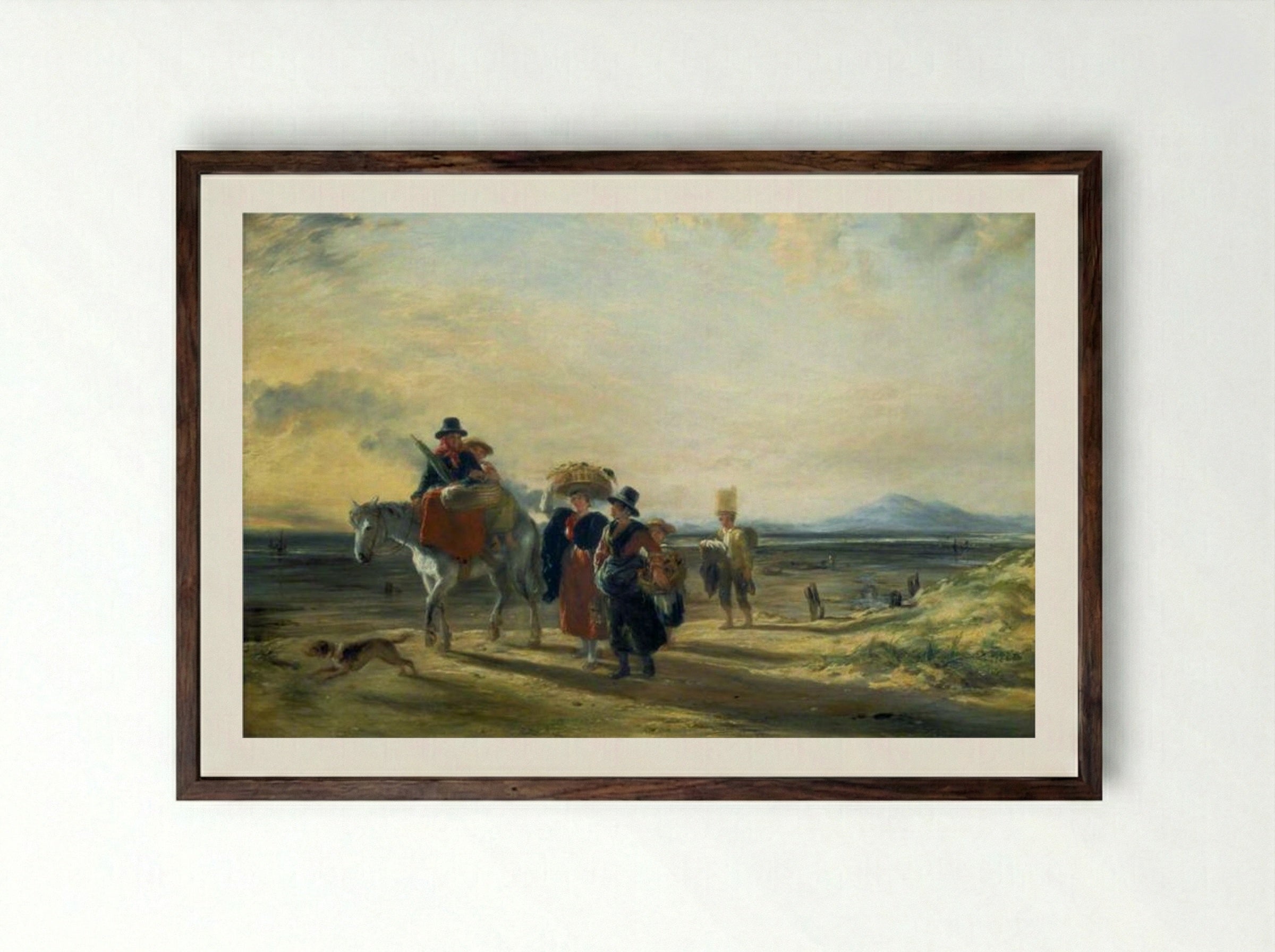 Barmouth Sands - William Collins - Framed Print Dark Wood