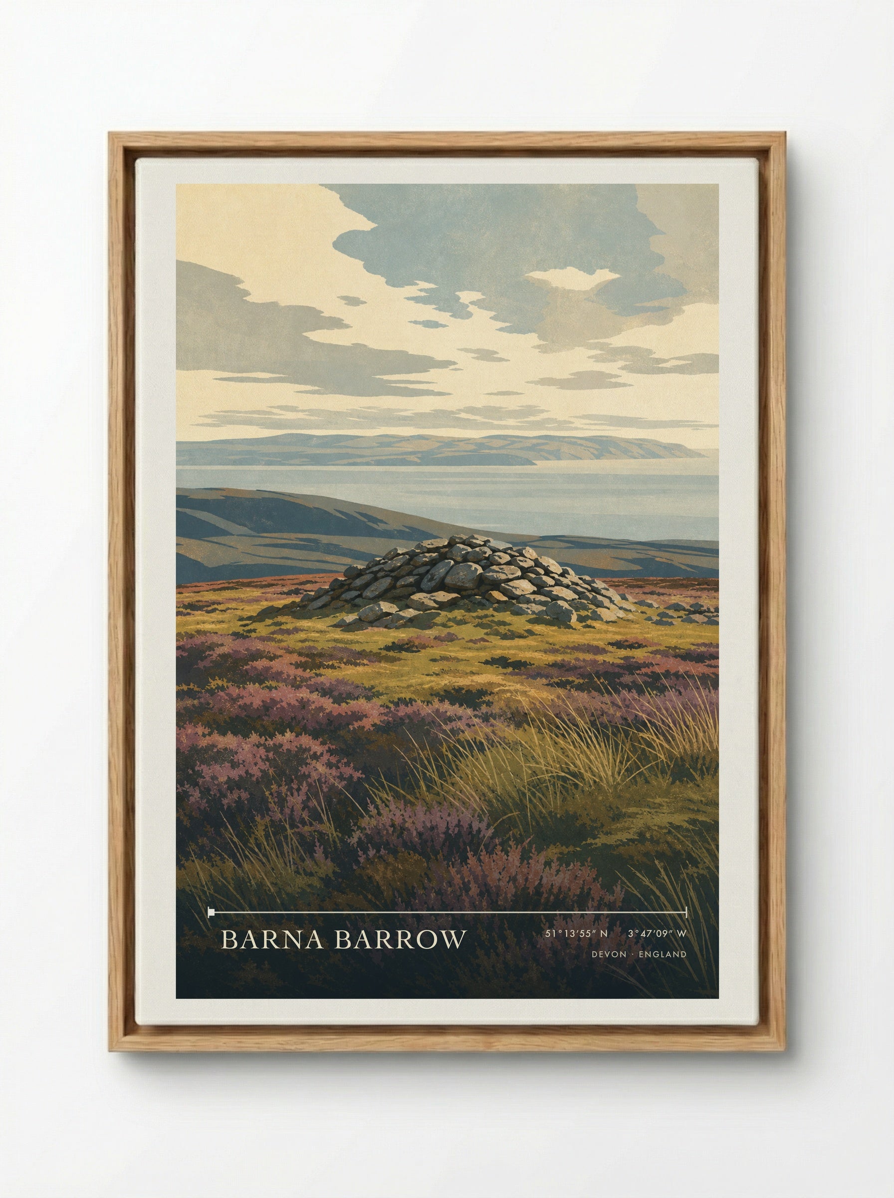 Barna Barrow Devon England Travel Poster - Framed Canvas Wood