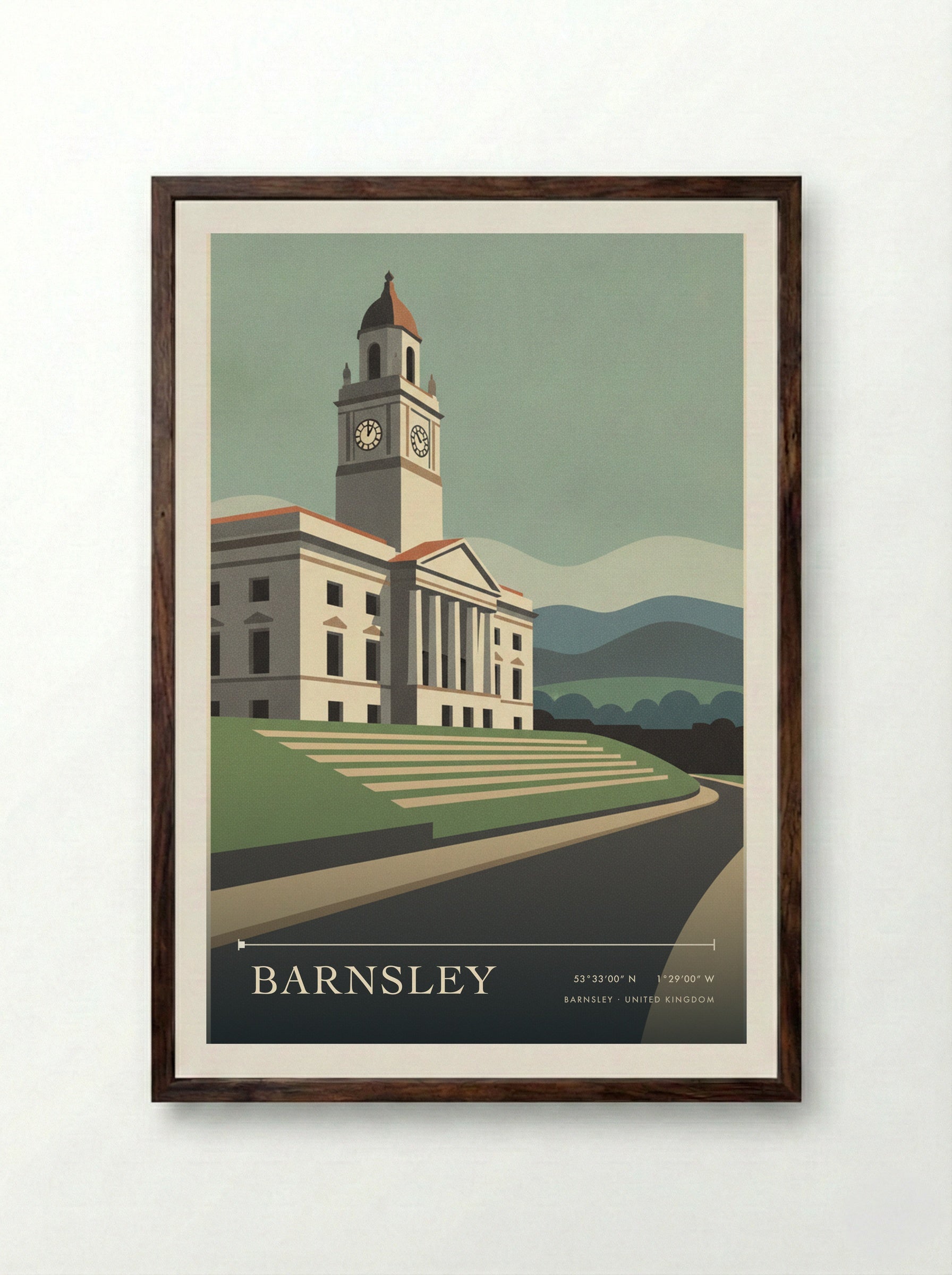 Barnsley United Kingdom Travel Poster - Framed Print Dark Wood