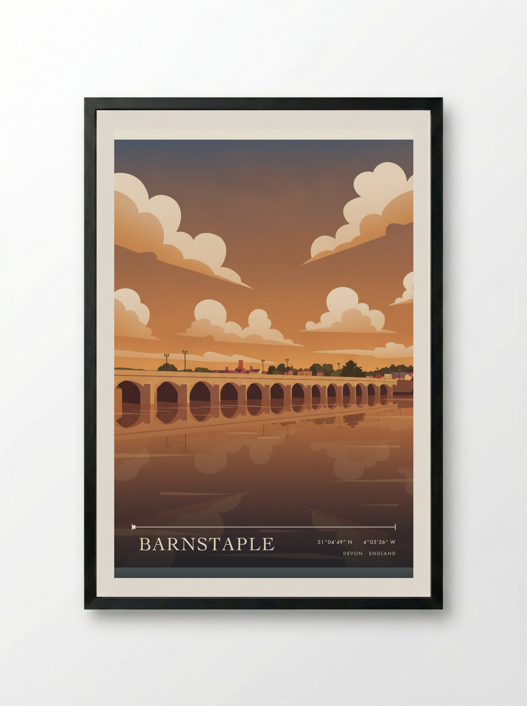 Barnstaple Devon England Travel Poster - Framed Print Black