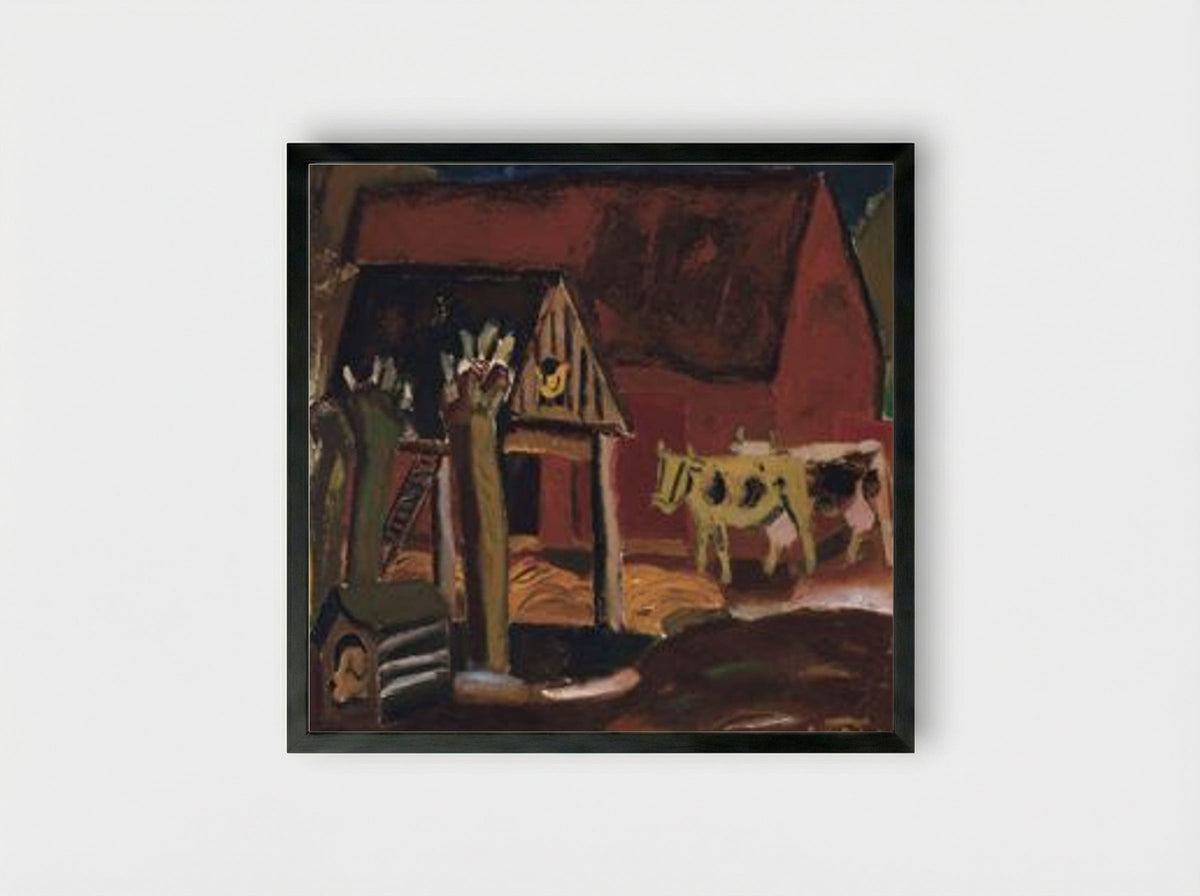 Barnyard with Herd - Gustave de Smet - Framed Print Black