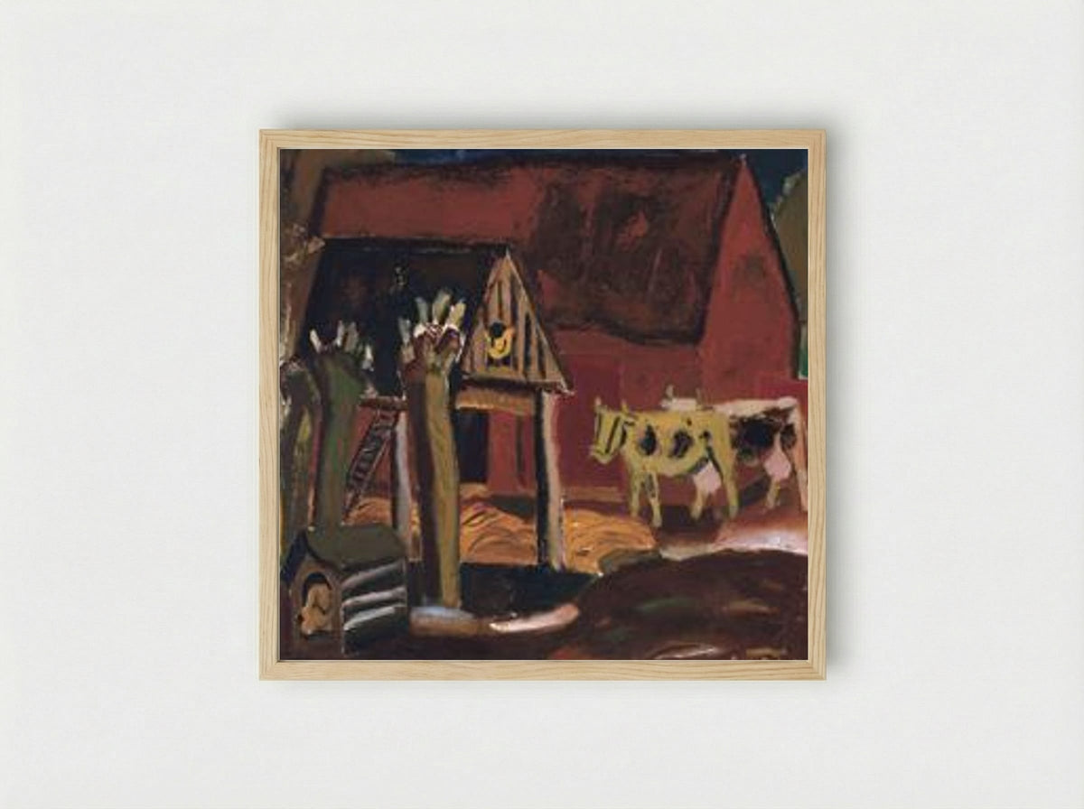 Barnyard with Herd - Gustave de Smet - Framed Print Wood