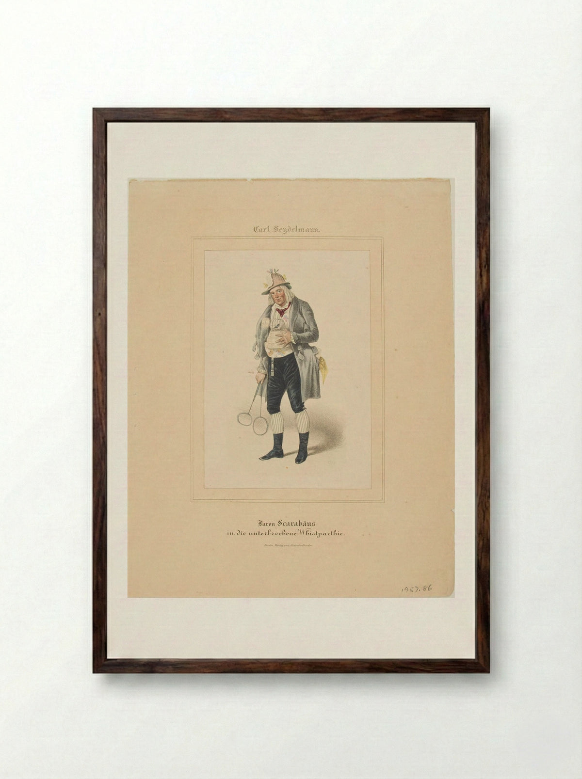 Baron Scarabäus, in the Interrupted Whist Party - Theodor Hosemann - Framed Print Dark Wood