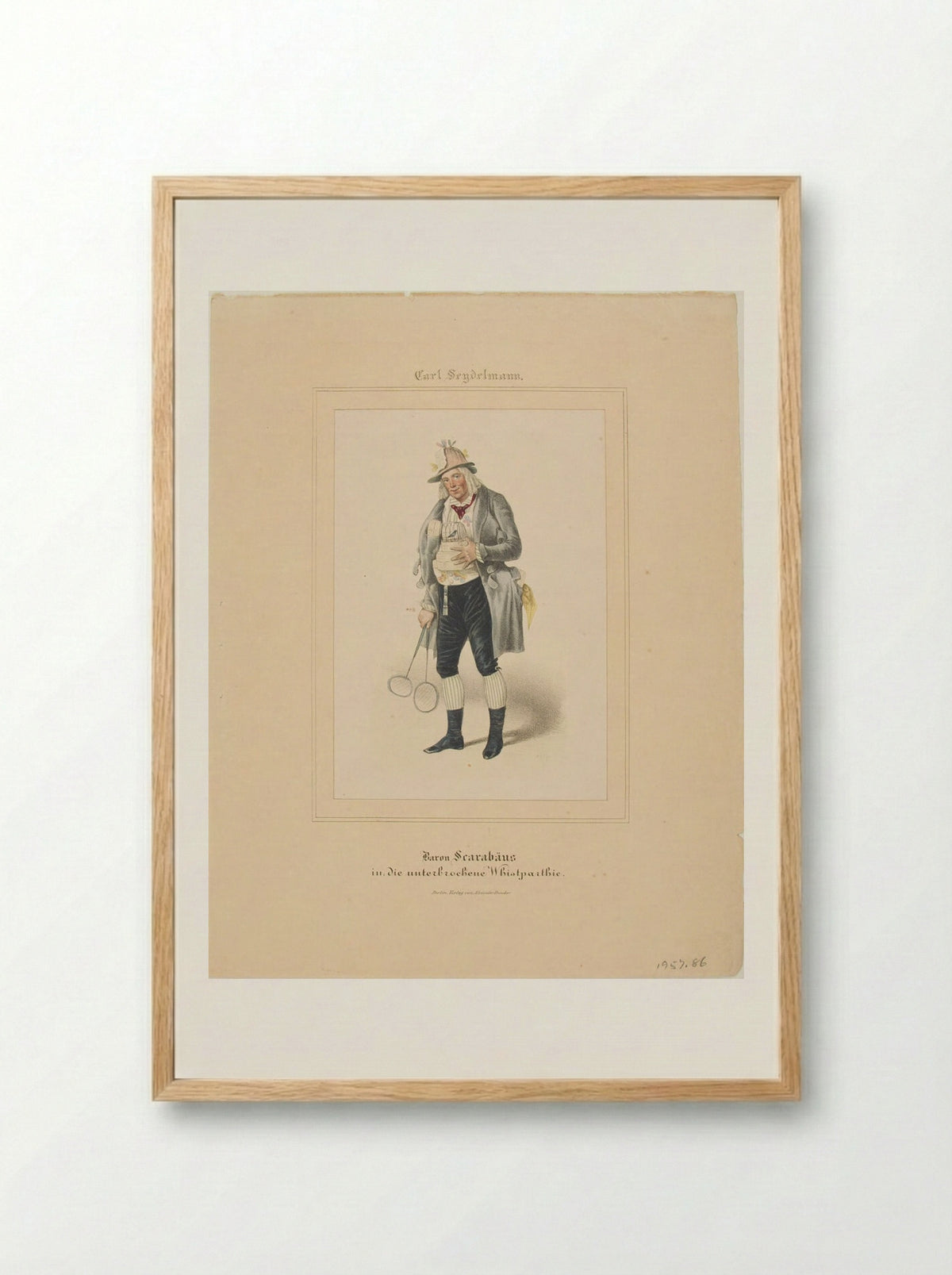 Baron Scarabäus, in the Interrupted Whist Party - Theodor Hosemann - Framed Print Wood