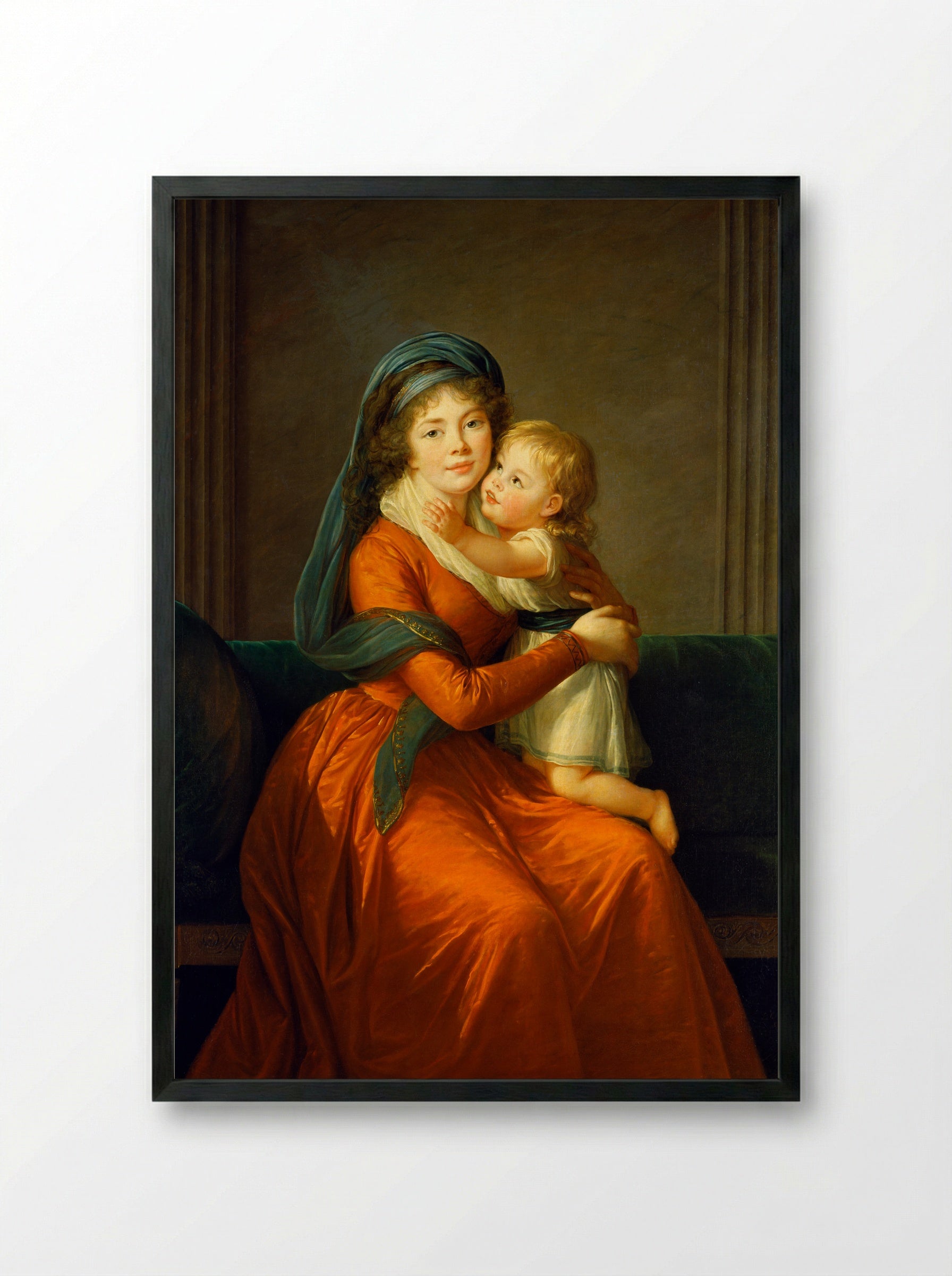 Baroness Anna Sergeevna Stroganova and Her Son Sergey - Louise Elisabeth Vigée Le Brun - Framed Print Black