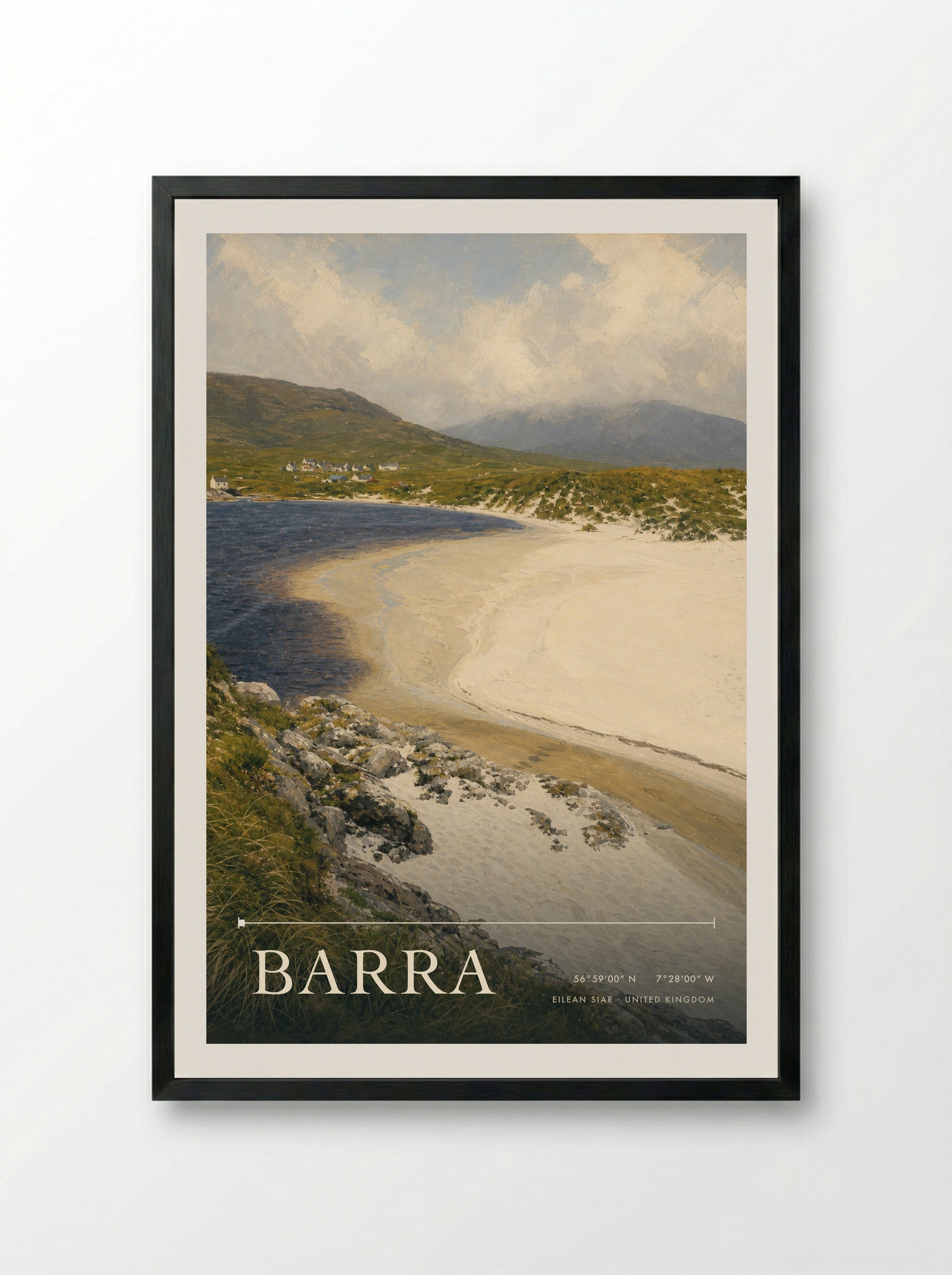 Barra Eilean Siar United Kingdom Travel Poster - Framed Print Black