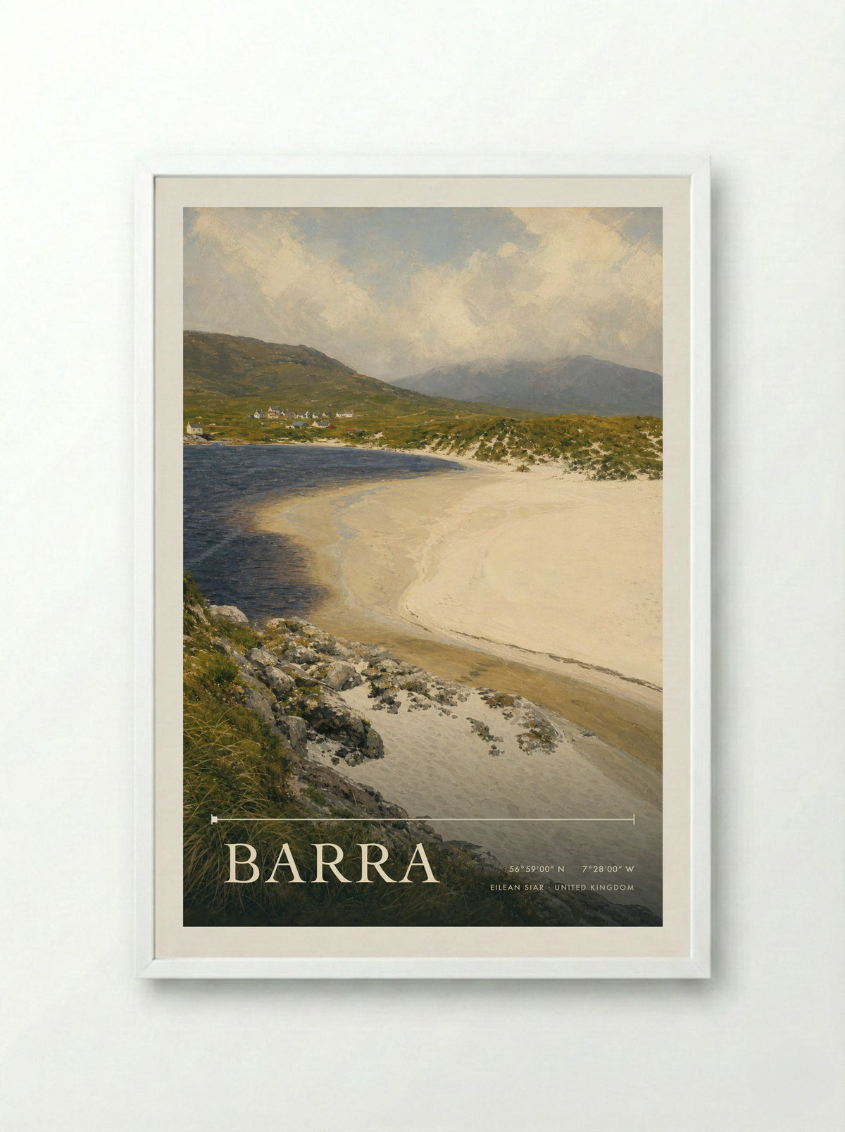 Barra Eilean Siar United Kingdom Travel Poster - Framed Print White